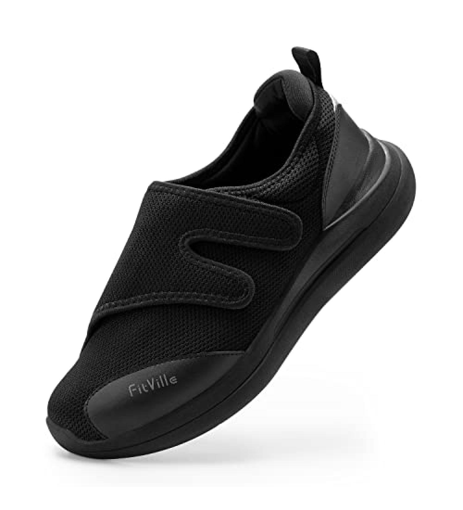 FitVille Men's Diabetic Orthopedic Slip-on Shoes | Extra Wide Width with Adjustable Closure | Arch Support & Cushioning for Swollen Feet | Easy Top 12.5 X-Wide Black - Buy Online on GoSupps.com