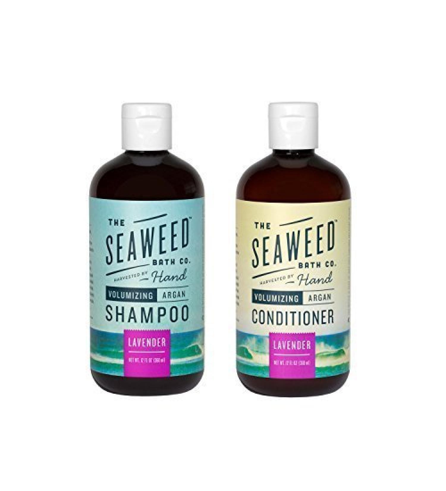 The Seaweed Bath Co. Volumizing Shampoo and Conditioner Bundle with Argan Oil Sustainably Harvested Bladderwrack Seaweed Aloe Vera & Lavender Essential Oil 12 fl. oz. each