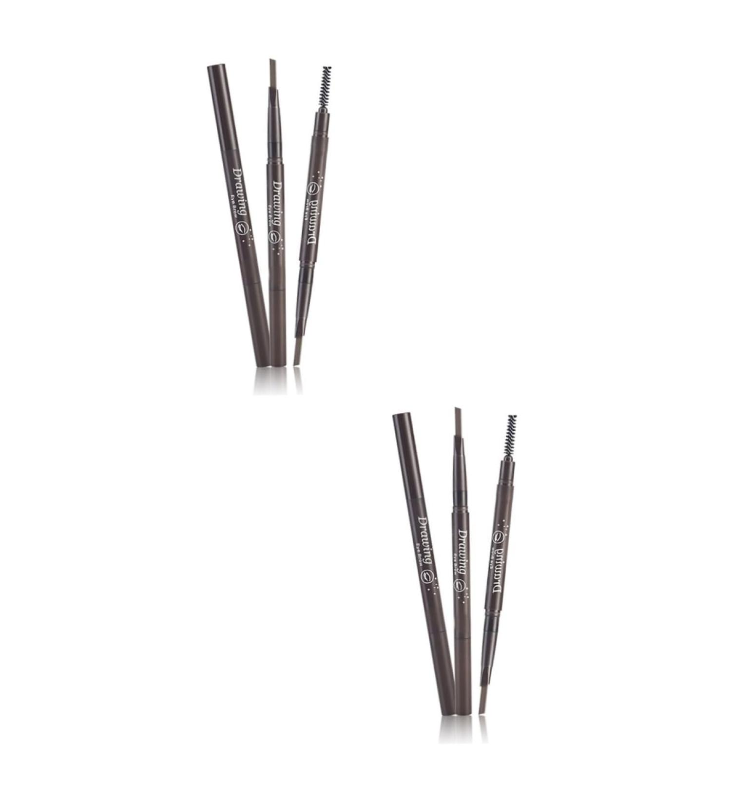 FRCOLOR 2pcs 2 1 Brush Pencil Coffee Long Lasting Makeup Eyebrow Auto-for Eye in Waterproof Brow Light 1 count (Pack of 1) As Shownx2pcs - Buy Online on GoSupps.com