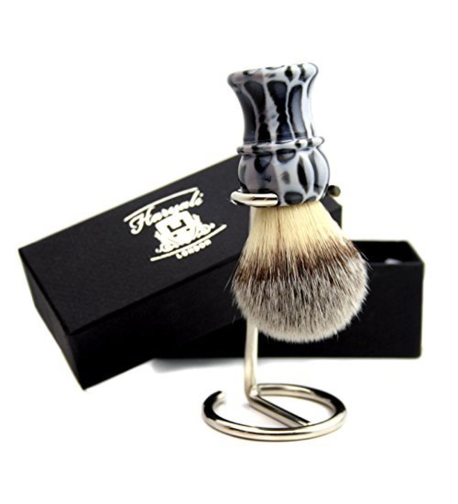 Premium Synthetic Hair Brush with Stand - Animal Pattern in Blue/Black - International Shipping Available - Buy Online on GoSupps.com
