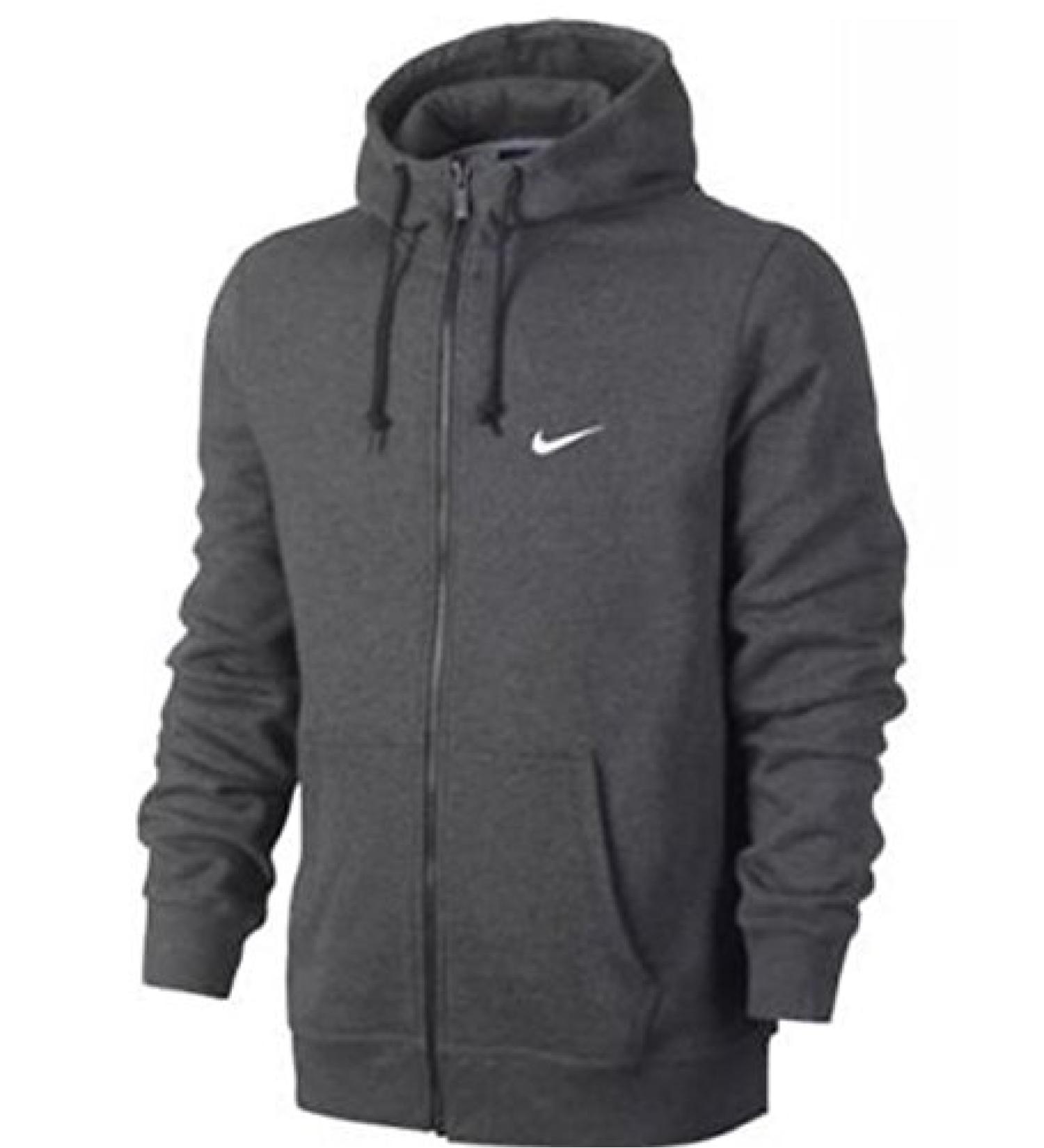 Nike Men's Club Swoosh Full Zip Fleece Hoodie Large Charcoal