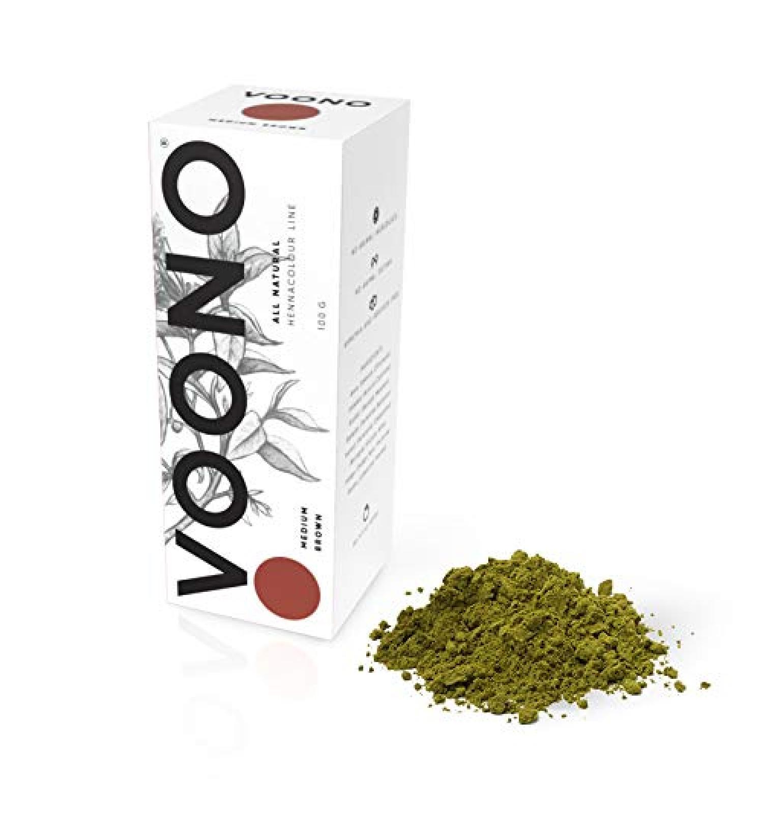 VOONO Plant Hair Color Henna Medium Brown 100g | 100% Natural & Vegan Hair Dye for International Shipping - Buy Online on GoSupps.com