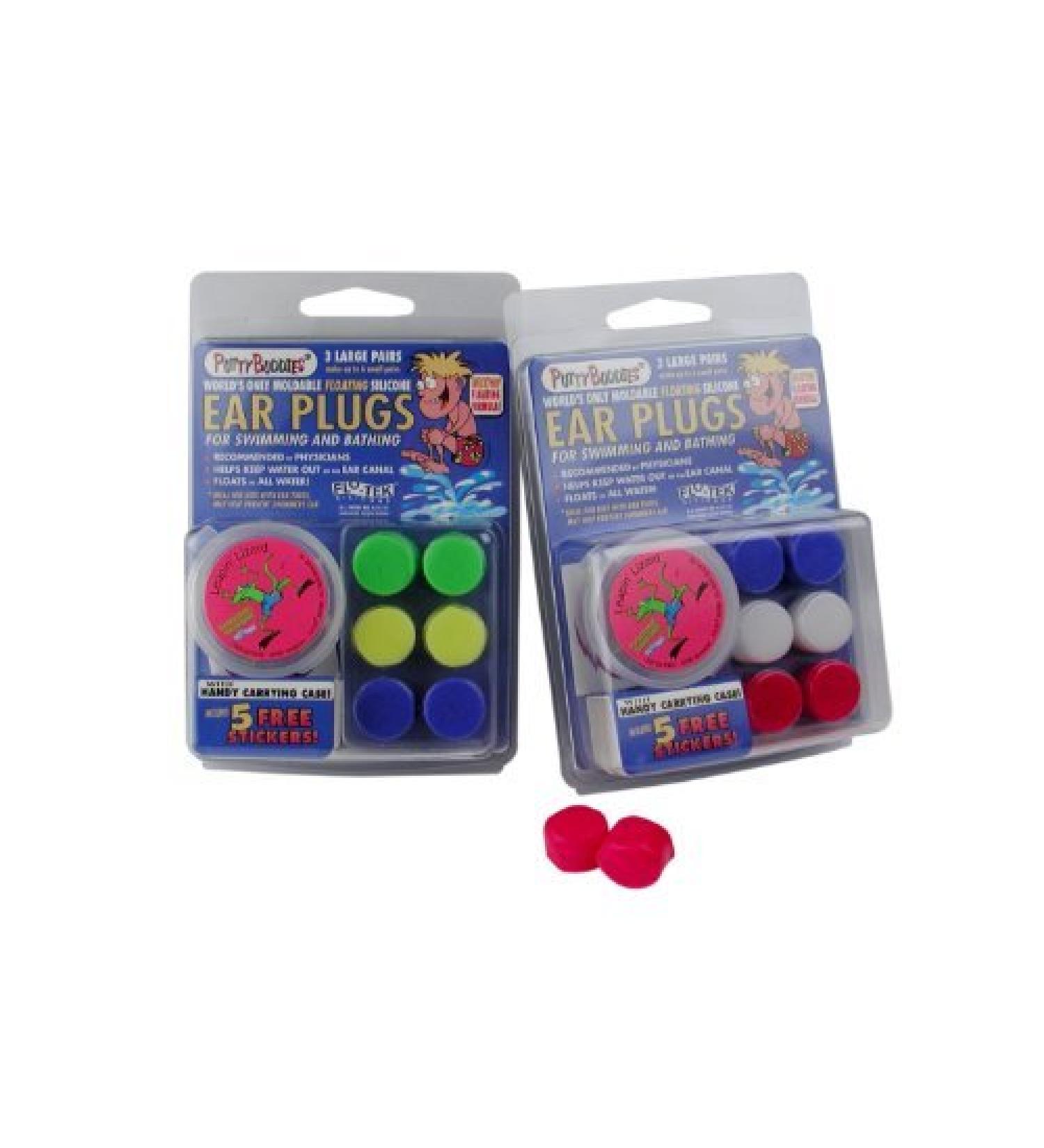 Tools & More 3-Pair Pack of Putty Buddies Floating Formula Soft Silicone Ear Plugs for Swimming/Bathing - Blue Yellow Green Color: Green/Yellow/Blue Model: