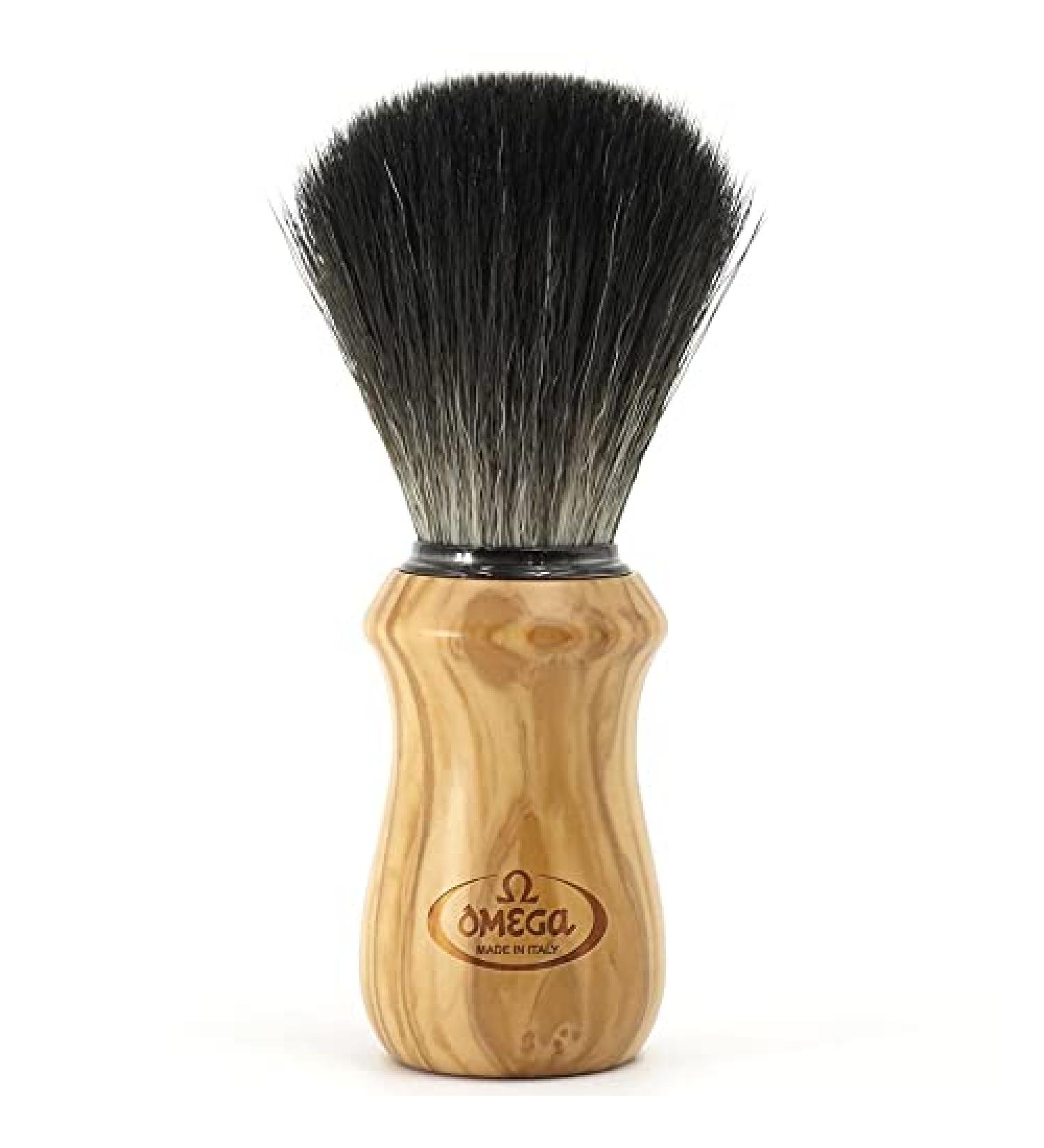 Omega Shaving brush made of black badger fibers Hi Brush olive wood White Est ndar 227