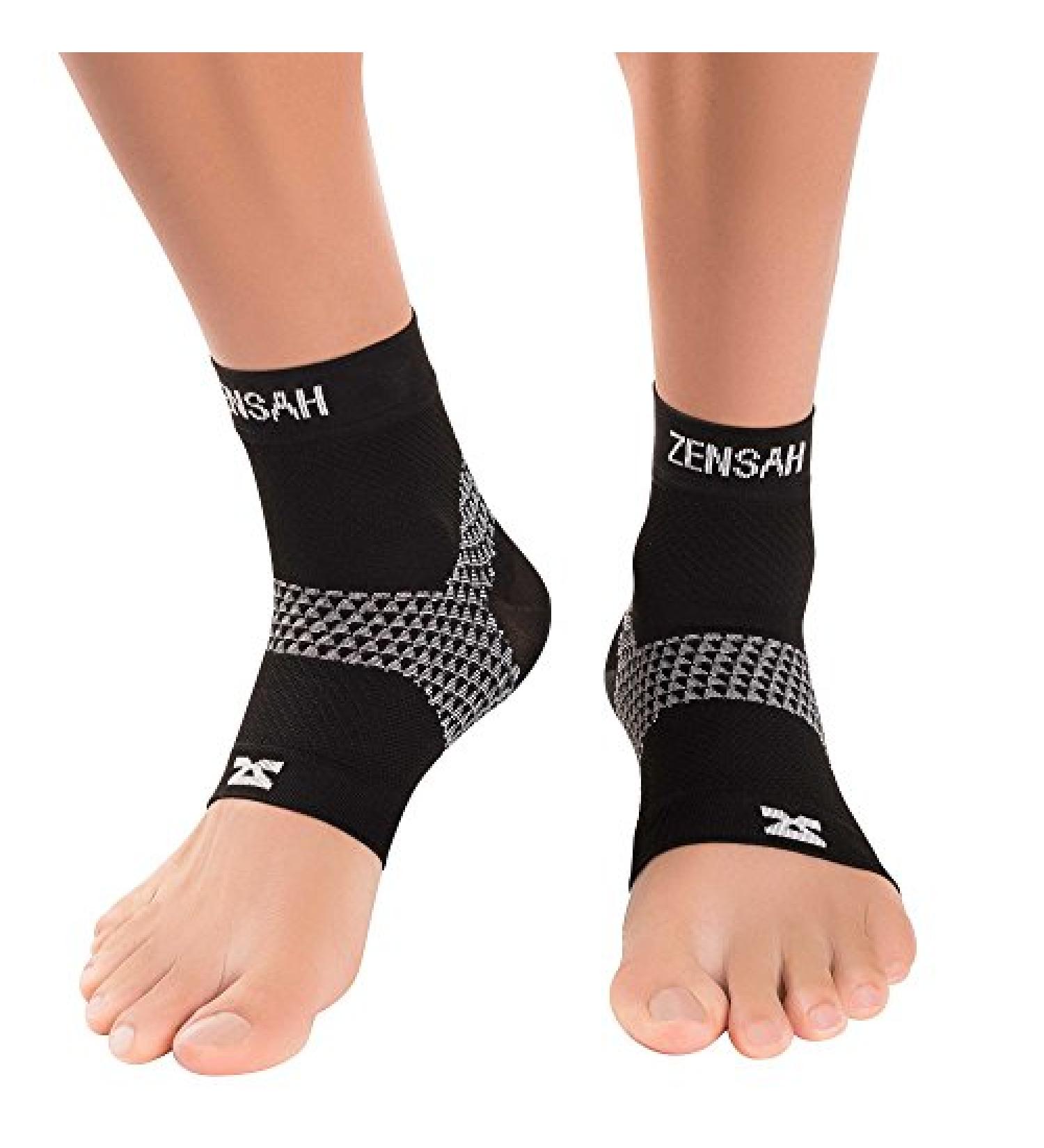 Zensah Plantar Fasciitis Sleeve - Arch Support & Compression Foot Sleeve for Heel Pain - Medium, 1 Pair - Black - Buy Online on GoSupps.com