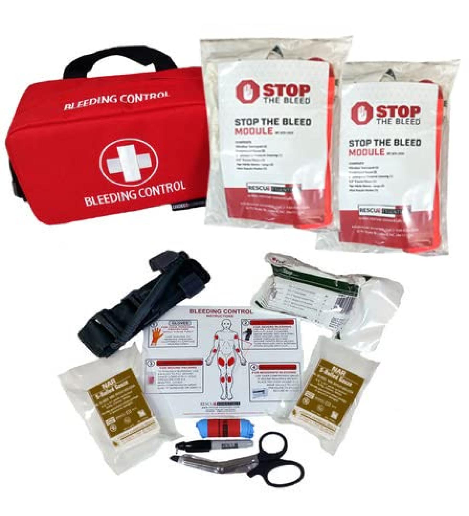 Stop The Bleed Dual Kit - Public Access Bleeding Control IFAK in AED Cabinet-Sized Red Case - Buy Online on GoSupps.com