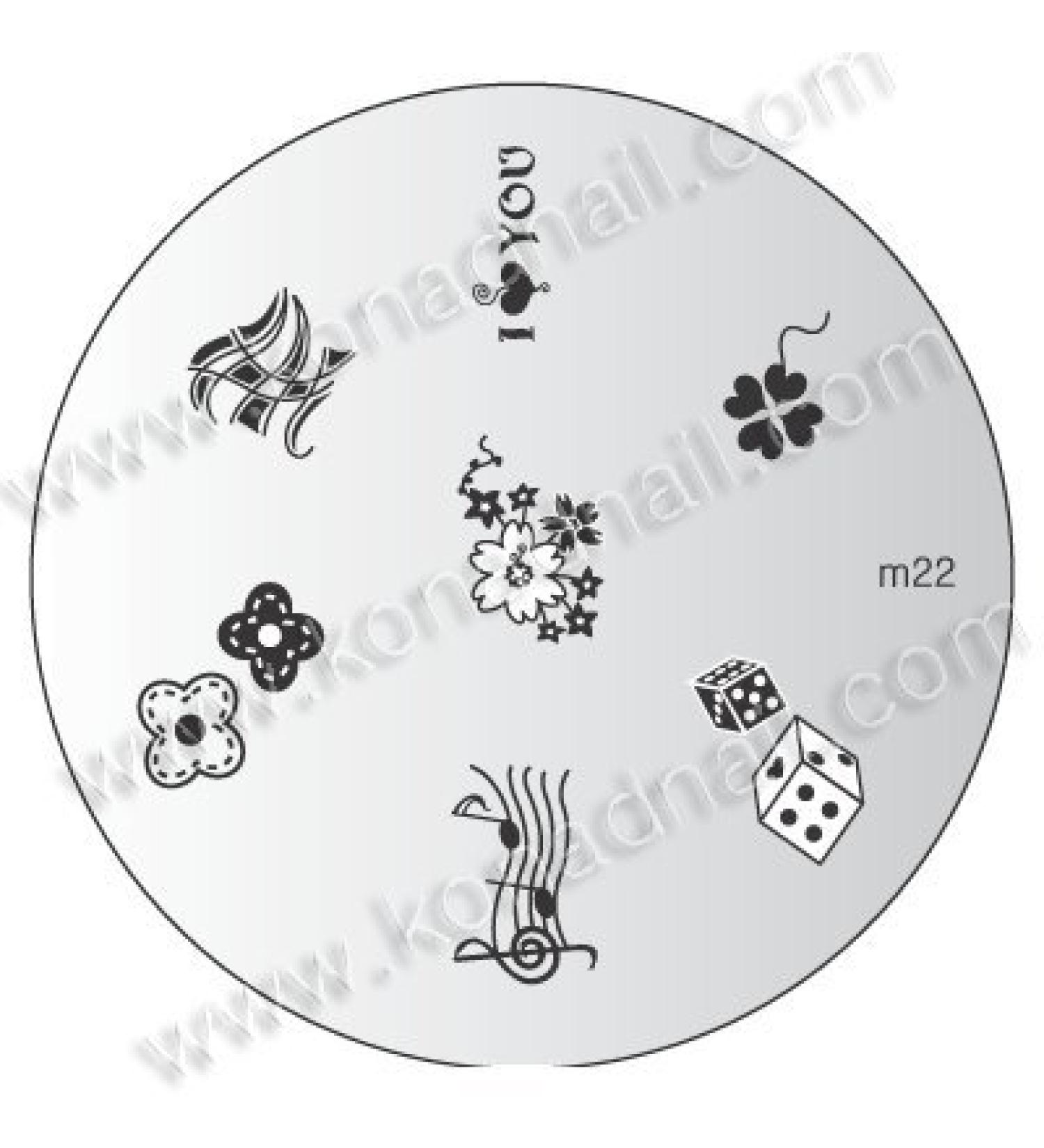 Stamping stencil m22 FLOWERS CUBE LOVE by KONAD - CUTE NAILS