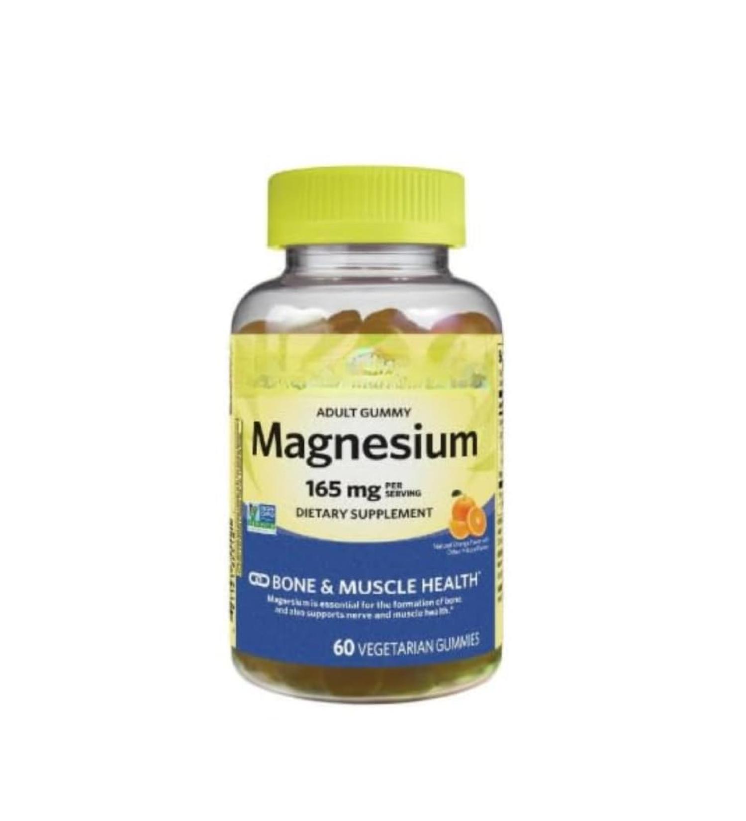 Magnesium Gummies for Bone & Muscle Health Support 165mg Orange Flavor 60 Count + SEDLAV Sticker