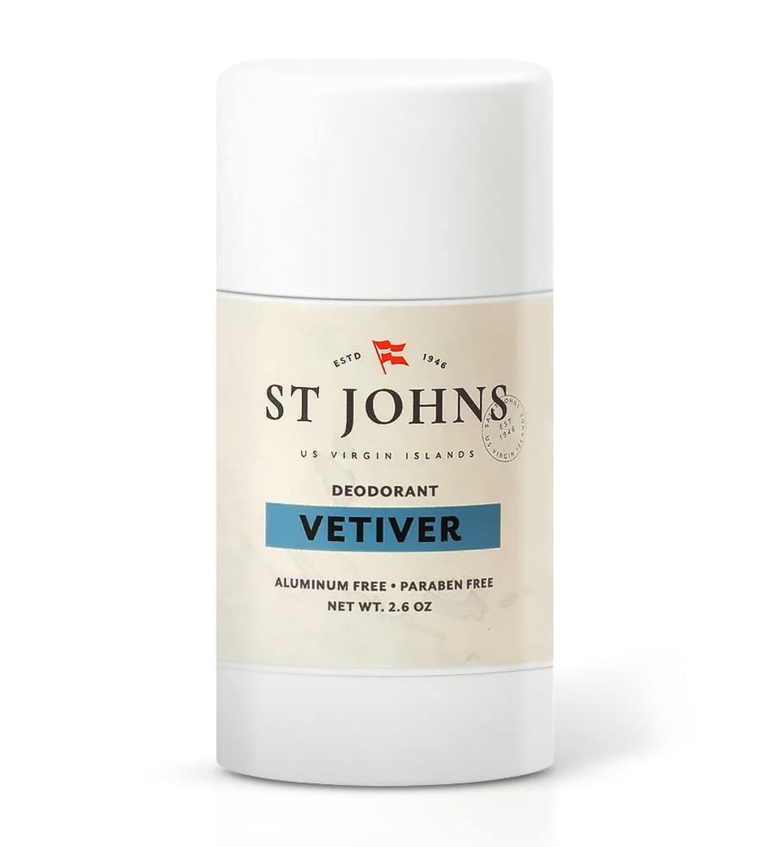 St Johns Vetiver Aluminum Free Deodorant | Long-Lasting Odor Resistant & Soothing | Clear Deodorant Stick | Odor-Free Deodorant Made of Natural Compounds | Vetiver Deodorant For Men (2.6 oz Stick) - Buy Online on GoSupps.com