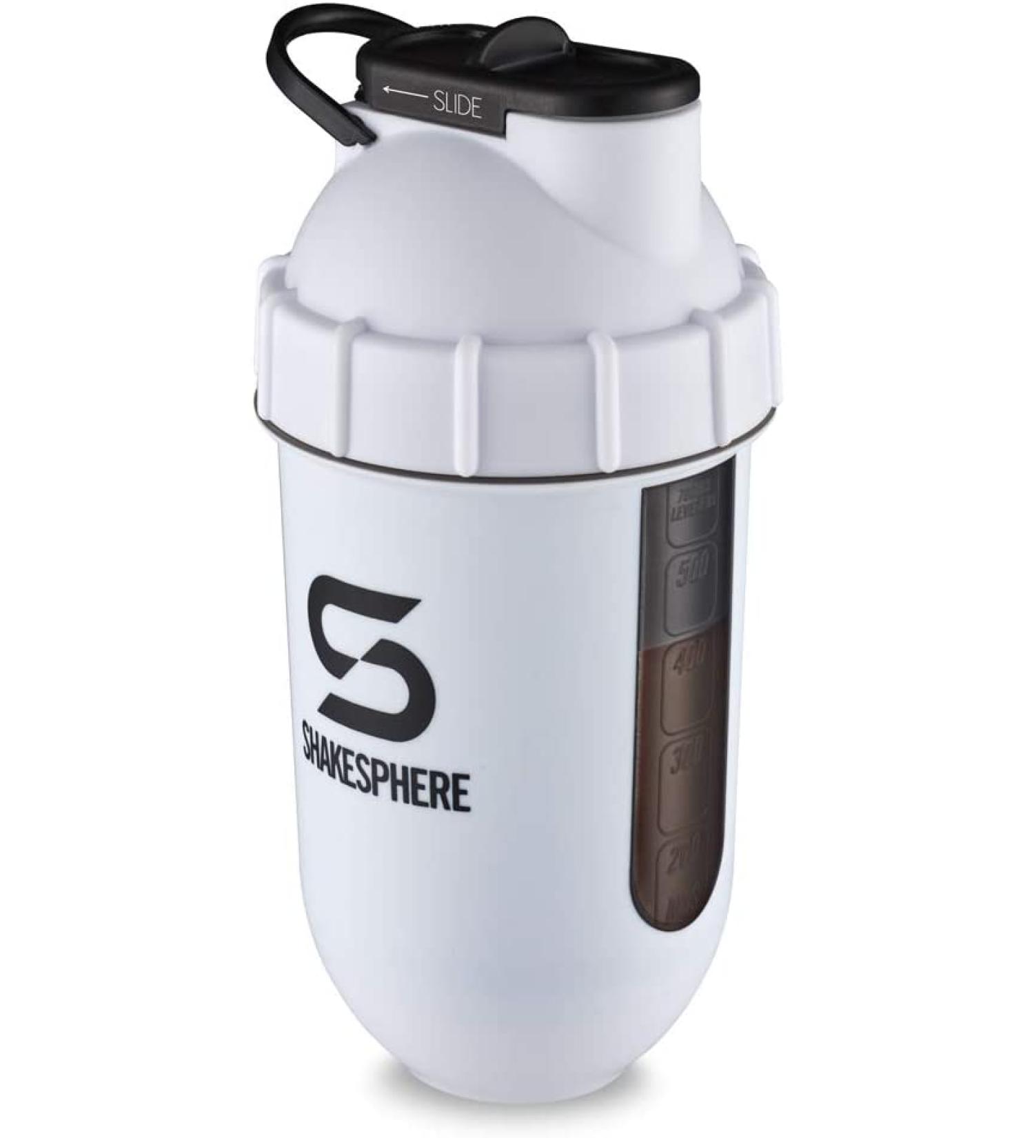 ShakeSphere 24oz Protein Shaker Bottle - Matte White with Black Window - BPA-Free - Buy Online on GoSupps.com
