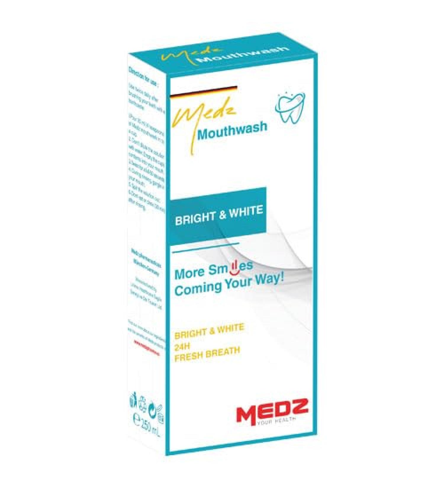 Bright & White-Medz Mouthwash | Refreshing Oral Care for a Radiant Smile - International Shipping Available - Buy Online on GoSupps.com