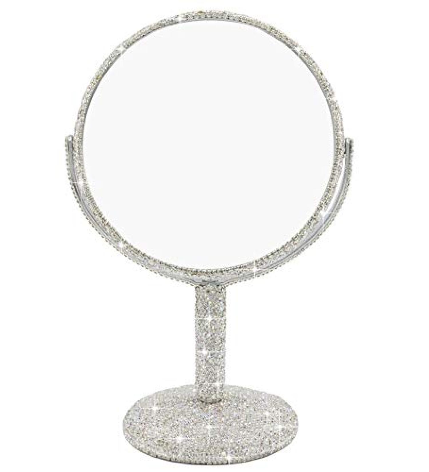 Bestbling Bling Rhinestone Portable Double Sided Swivel Makeup Mirror - Silver - Buy Online on GoSupps.com