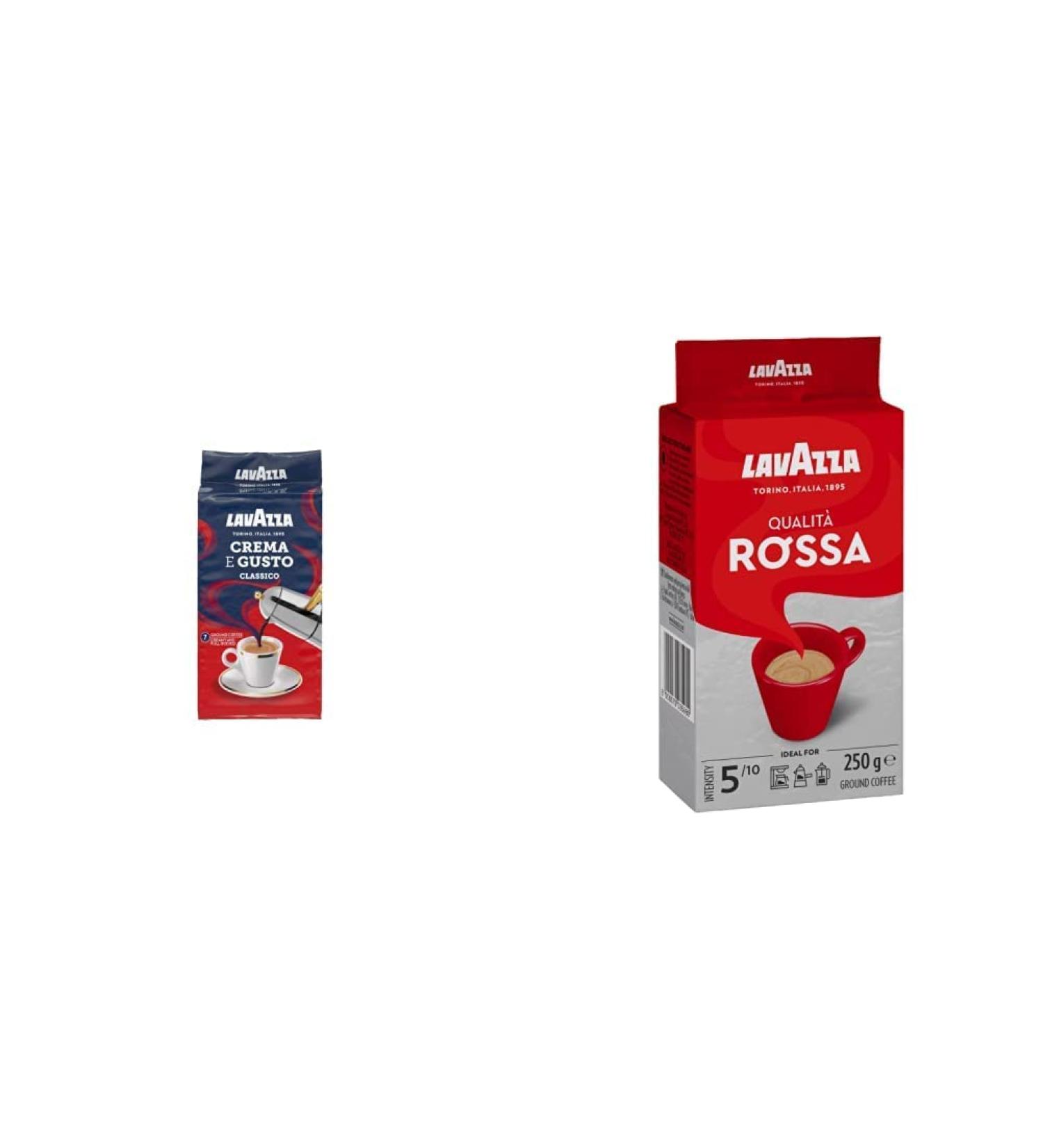 Lavazza Crema e Gusto Arabica and Robusta Dark Roast Ground Coffee 250 g (pack of 8) & Qualita Rossa Arabica and Robusta Medium Roast Ground Coffee 250 g (Pack of 12) Crema e Gusto + Medium Roast Ground Coffee 250 g  - Buy Online on GoSupps.com
