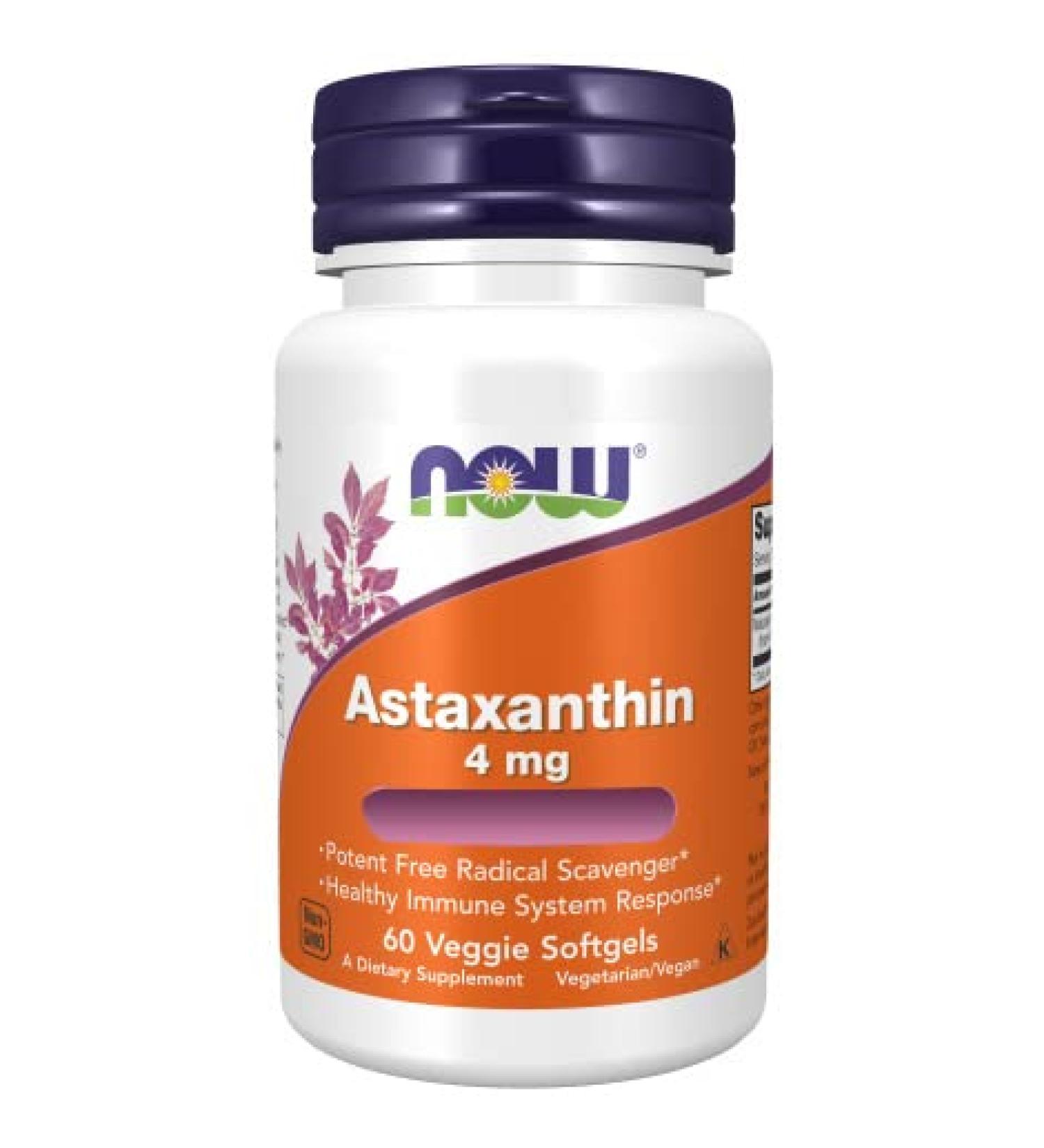 Now Foods Astaxanthin 4 mg - 60 Veggie Softgels | Powerful Antioxidant Supplement - Buy Online on GoSupps.com