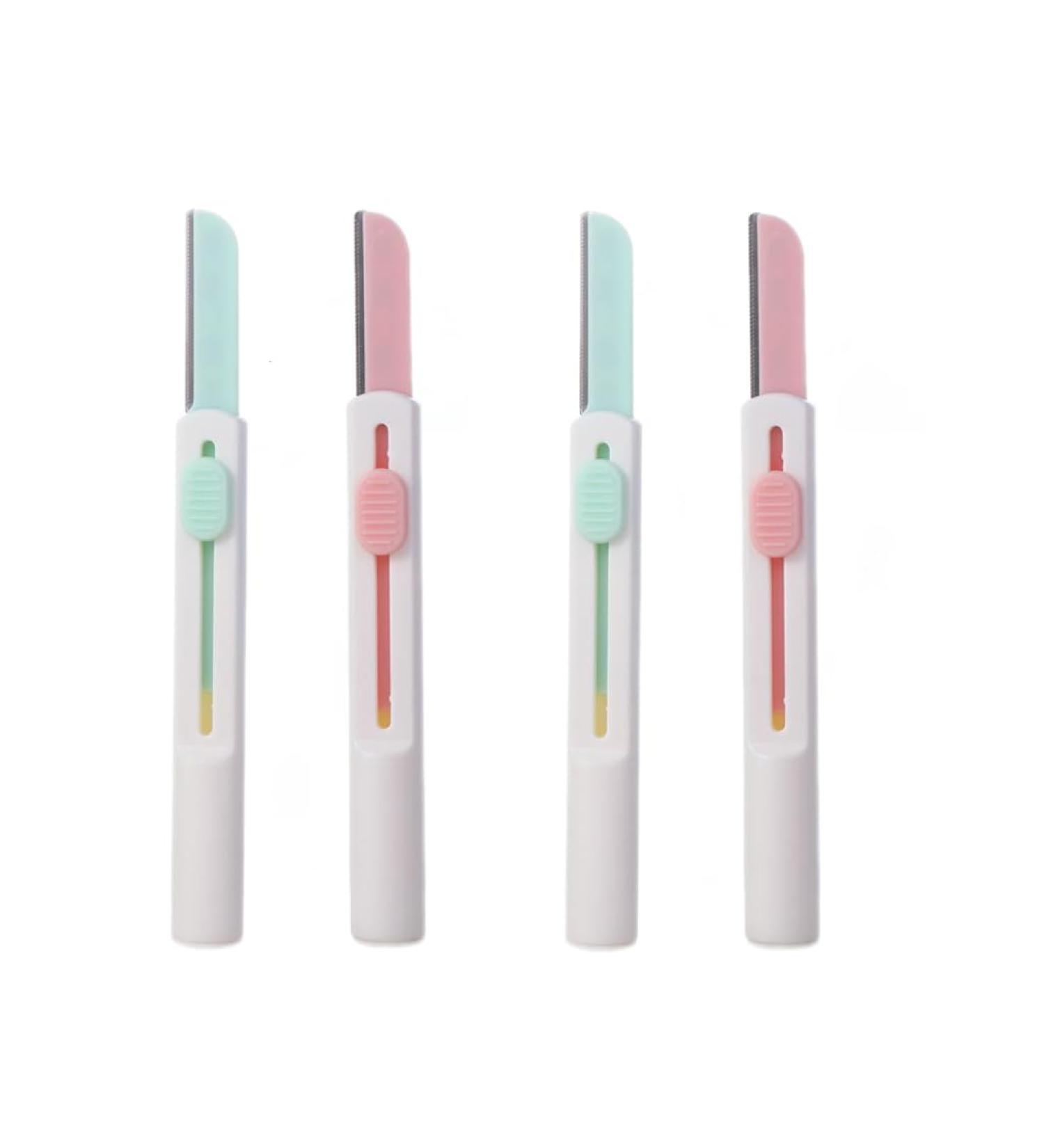 Leadigol 4 PCs Retractable Eyebrow Shaver - Safety Facial Hair Removal Tool | Stainless Steel Makeup Beauty Kit - Buy Online on GoSupps.com