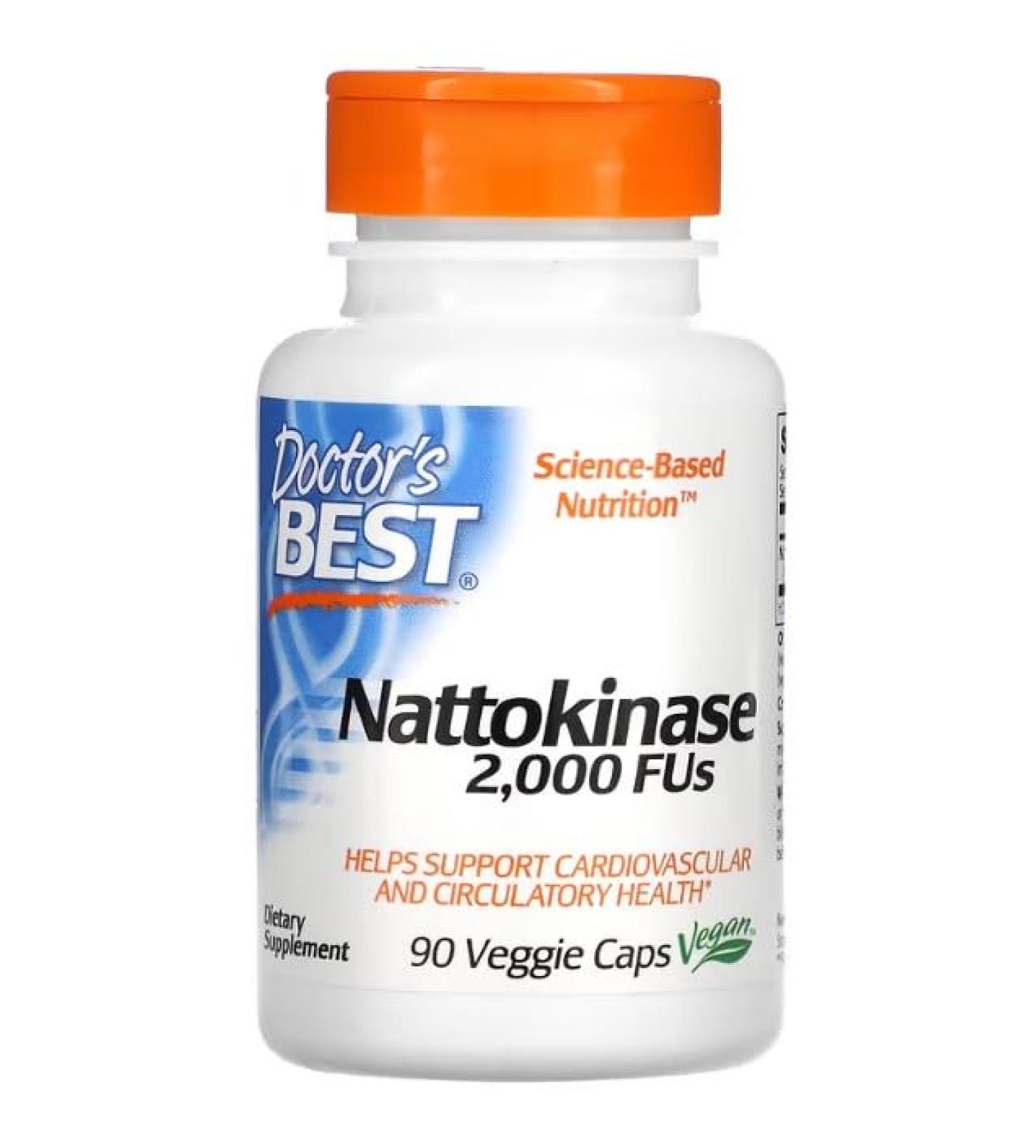Buy Doctors Best Nattokinase 2000 FU - Vegan Enzyme Supplement for Heart Health & Circulation | 90 Capsules - International Shipping Available - Buy Online on GoSupps.com
