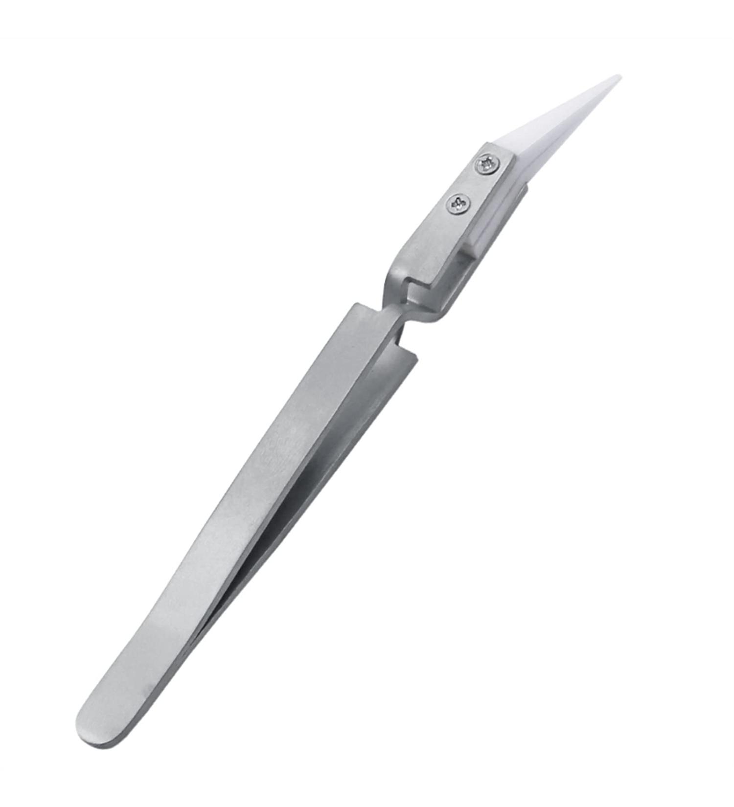 Tweezers Reverse Ceramic Tweezers Electronic Cigarette Heat Conductive Curved Straight Tweezers Precision Tweezers Set (Size : Oblique Head) - Buy Online on GoSupps.com