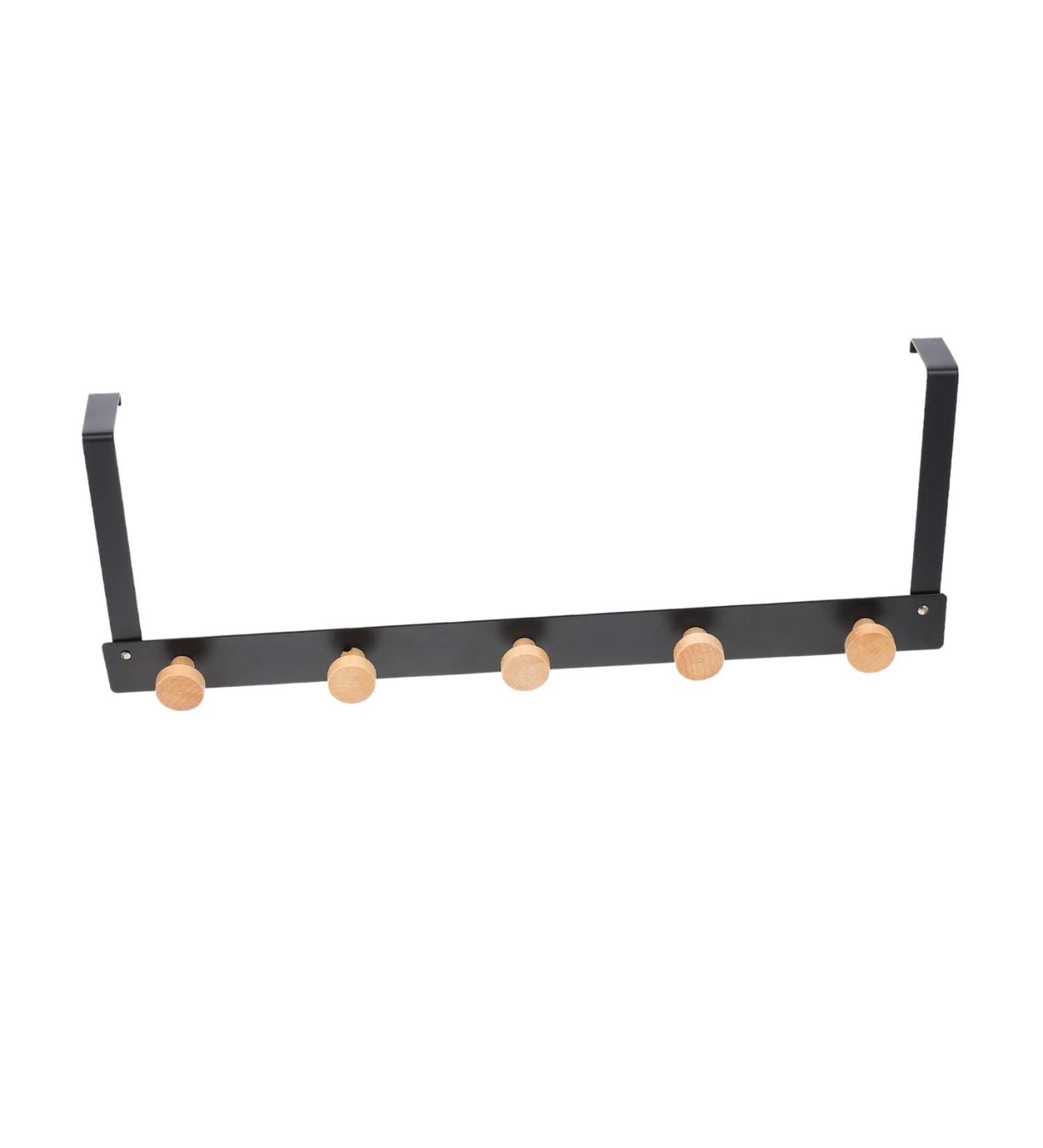 FELTECHELECTR Door Hook Coat Hangers Hat Hanger Towel Rack Hanging Organizer for Coat No Punching Metal Door 50X8cm Black - Buy Online on GoSupps.com