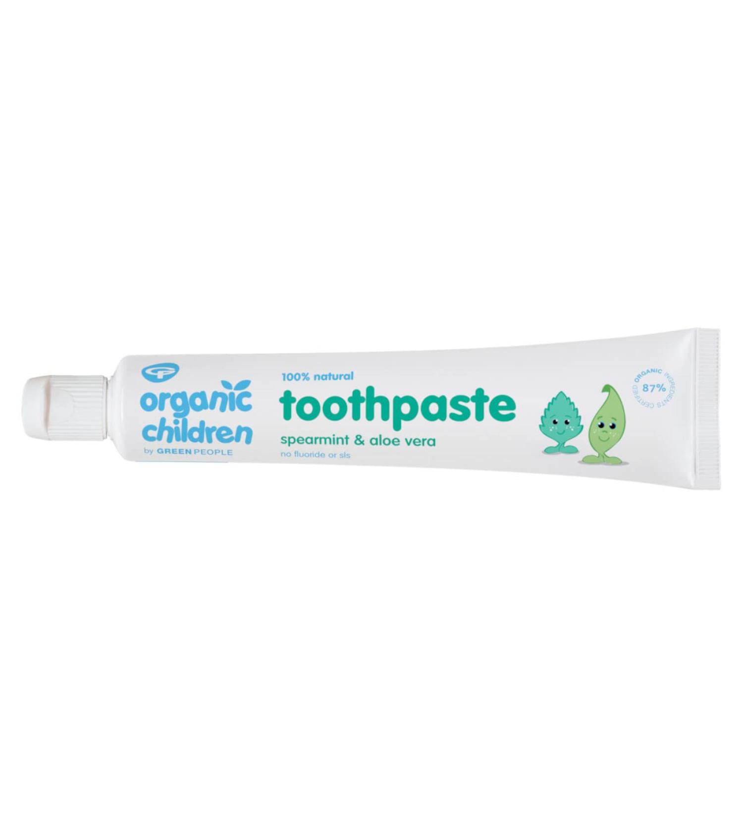 Green People Organic Children Spearmint & Aloe Vera Toothpaste 50ml - Natural & Safe for Kids | Fluoride & SLS Free | Mint Flavor Toothpaste - Buy Online on GoSupps.com