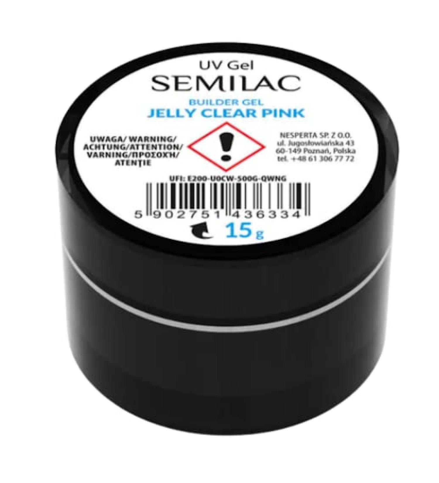 Buy Semilac Builder Jelly Gel Clear Pink 15g - Premium Building Gel for Perfect Nails | Fast International Shipping - Buy Online on GoSupps.com