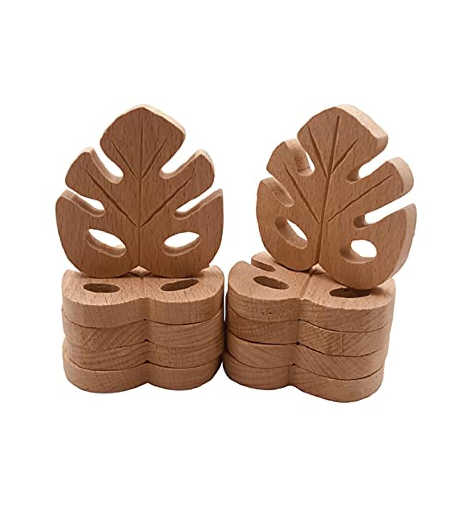 Wendysun 10pcs Cartoon Wood Teether - Natural Animal Banana Leaf Shape Teething Toy for Babies - Buy Online on GoSupps.com