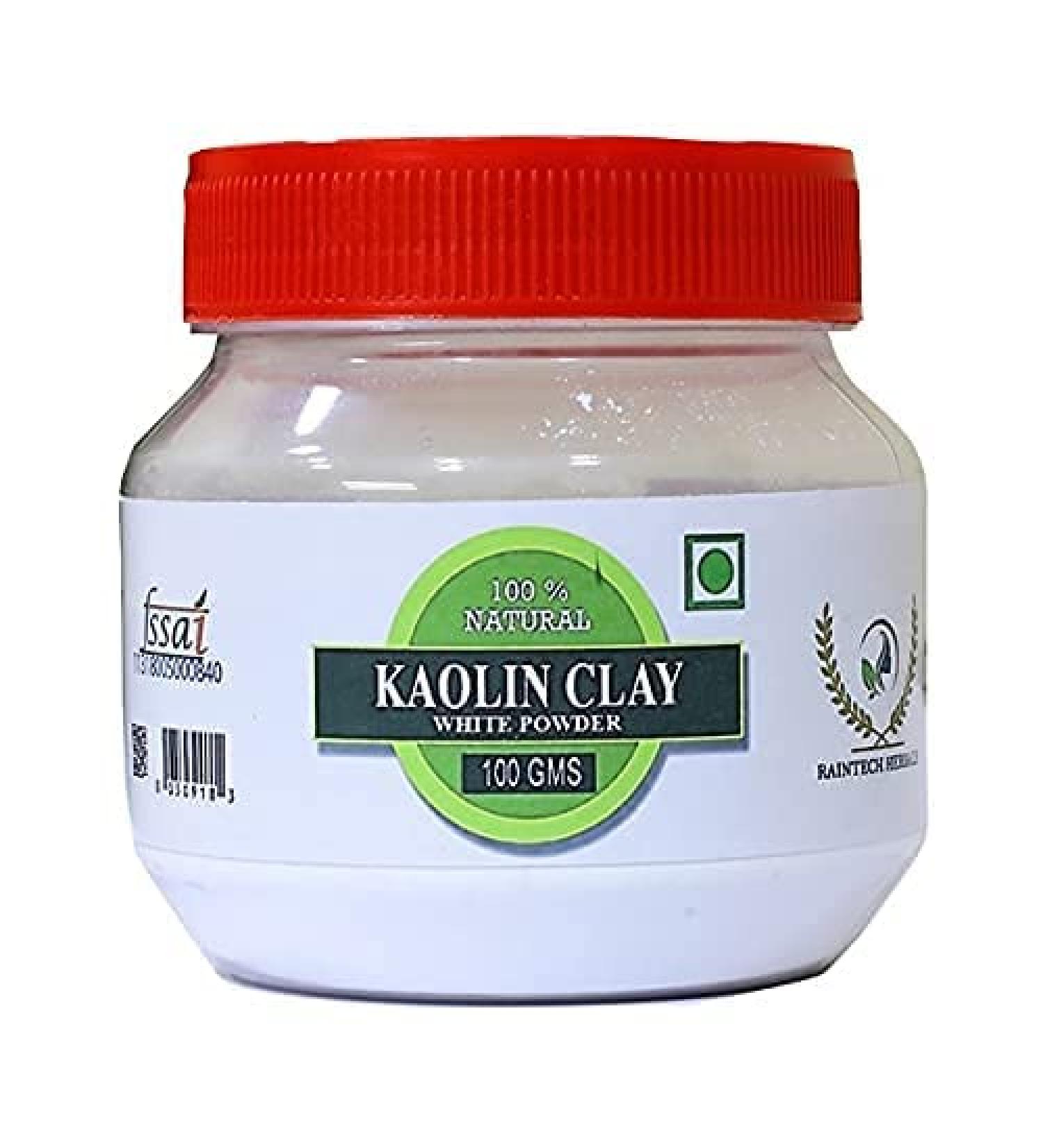 ORGANIZE Raintech Herbals Kaolin Clay White Powder For Hair & Skin Care 100 Grams