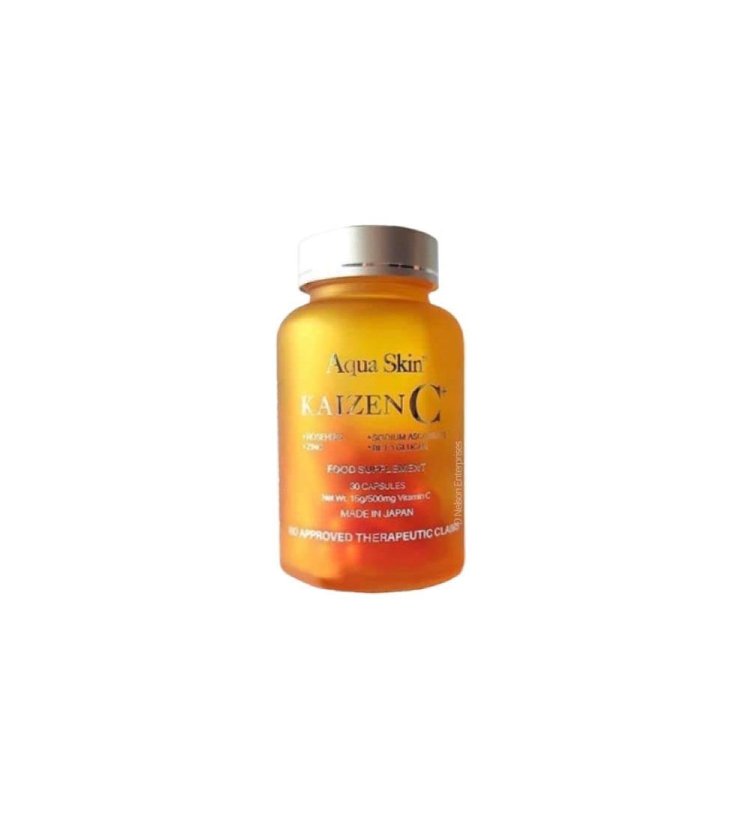 Aqua Skin Kaizen C 500mg 10 in 1 Vitamin C 30 Capsules - Non-Acidic Supplement - Buy Online on GoSupps.com
