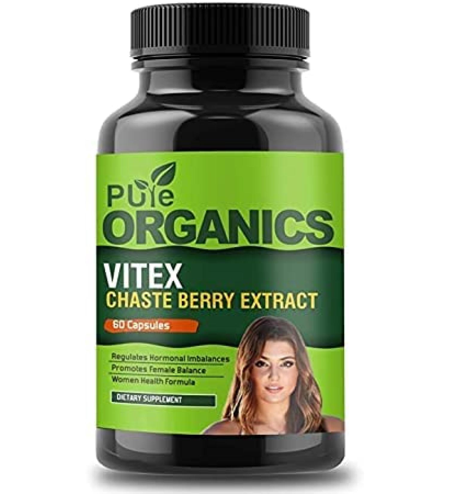 Puritans Organic Vitex Chasteberry Extract - Relief for PMS & Menopause - 60 Capsules - Buy Online on GoSupps.com