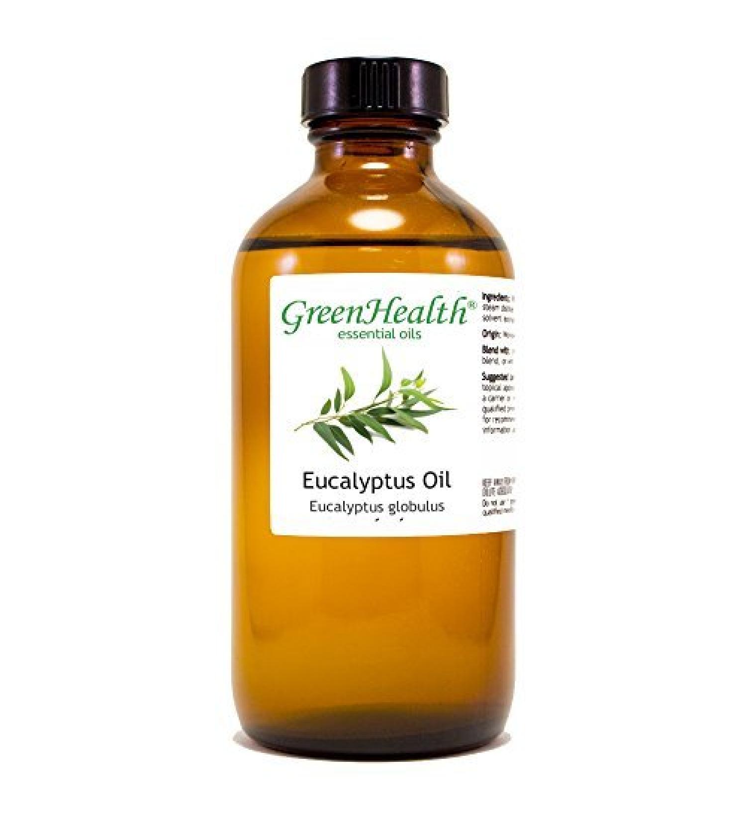 GreenHealth Eucalyptus Essential Oil 8 fl oz (237 ml) 100% Pure & Natural Aromatherapy Oil in Amber Glass Bottle with Cap for Diffuser Cleaning DIY Home Fragrance