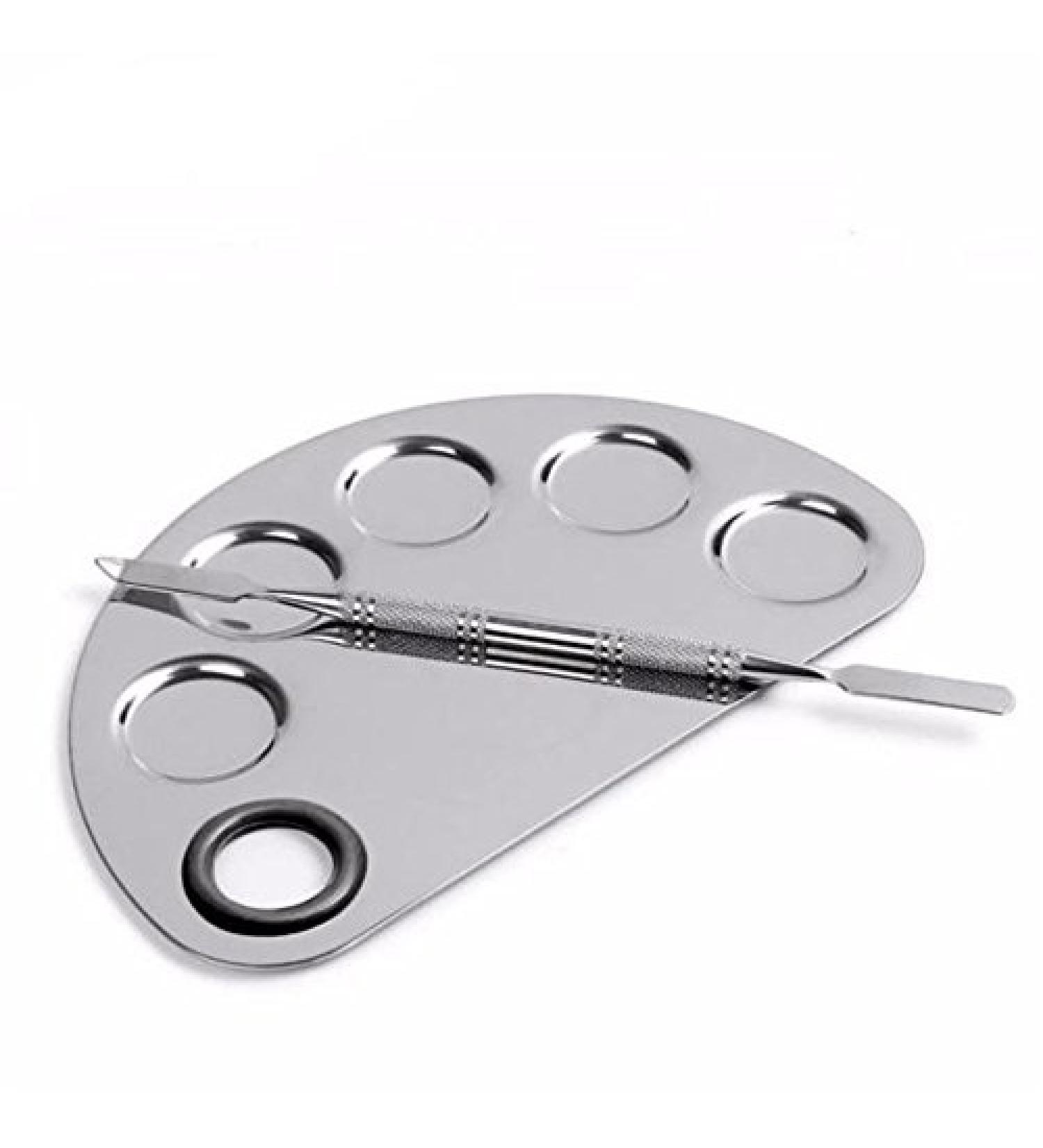 Yimart Stainless Steel Makeup Palette with 5 Mixing Holes and Spatula - Buy Online on GoSupps.com