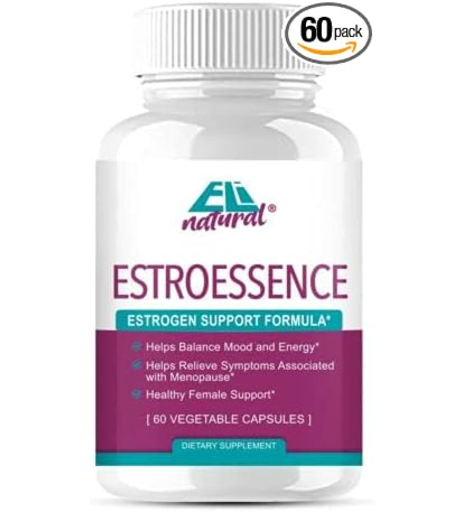 ELi natural ESTROESSENCE Capsule for Women - Female Hormone Balance Supplement Menopause Mood and Energy Support - Restores Healthy Estrogen Levels | 60 Non-GMO Vegetarian Veggie Capsules - Buy Online on GoSupps.com