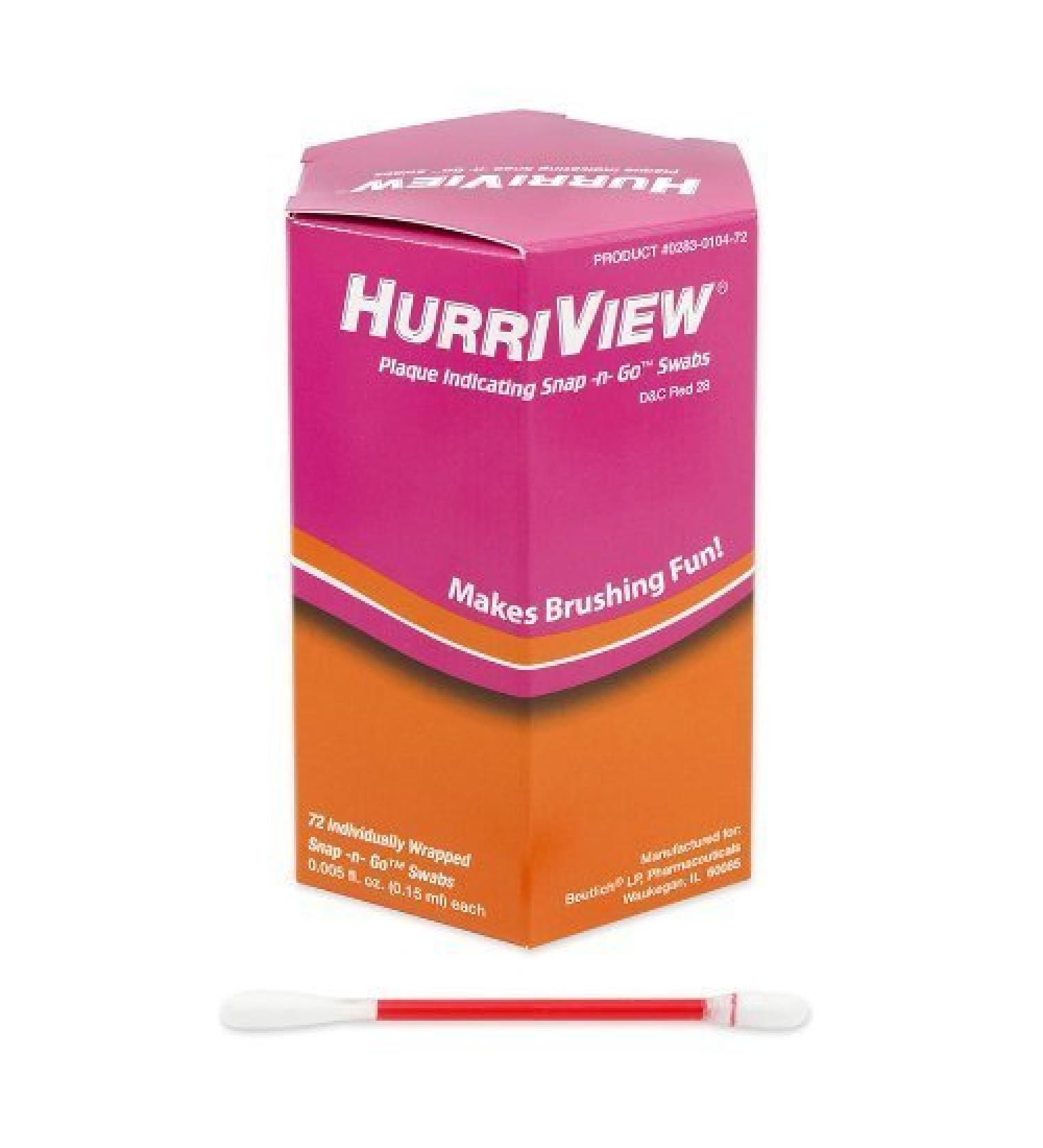 PLAQUE INDICATING SWABHURRIVIEW IND WRAP 72/BX BEUTLICH HURRIVIEW  PLAQUE INDICATING SNAP-N-GO SWABS