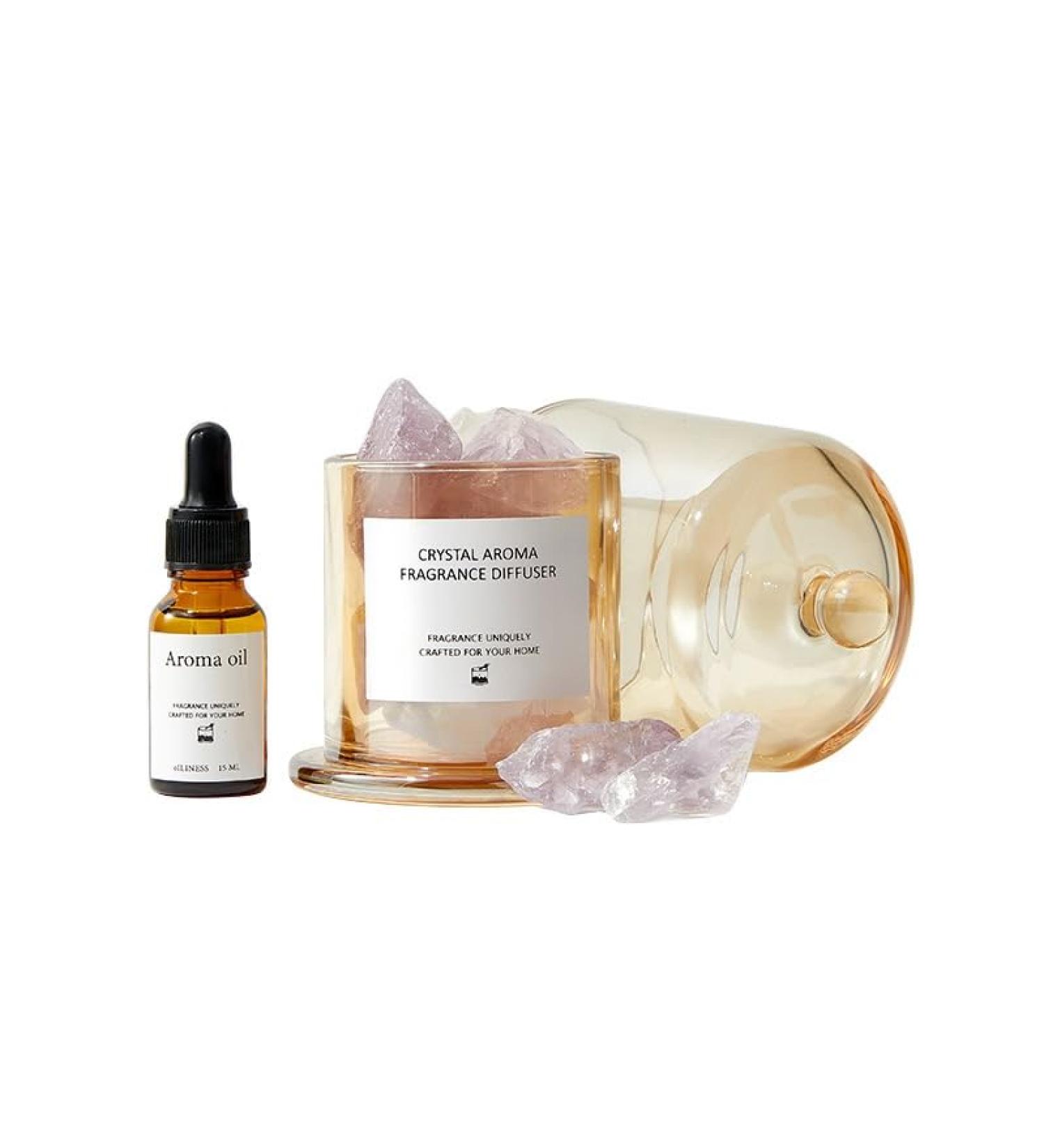 Natural Healing Amethyst Set with Aroma Diffuser - Stone Ornament Gift Box | International Shipping Available - Buy Online on GoSupps.com