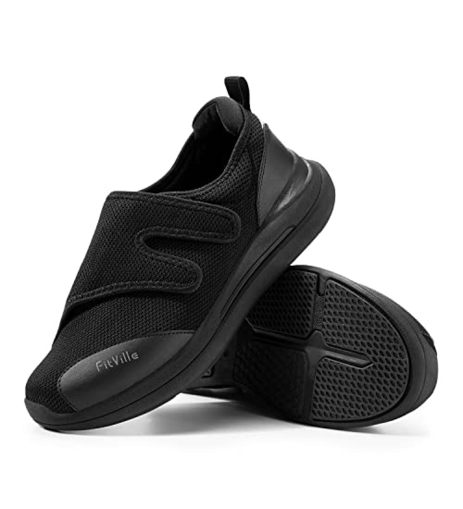 FitVille Women's Diabetic Shoes | Extra Wide Orthopedic Walking Shoes | Adjustable Closure | Therapeutic Slip-on Shoes | Swollen Feet Relief | Size 7 X-Wide | Black Color - Buy Online on GoSupps.com