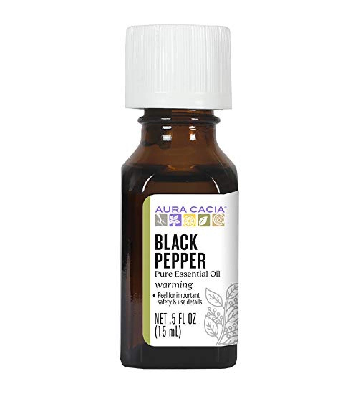 Aura Cacia Pure Black Pepper Essential Oil - 0.5 fl. oz. | Natural Aromatherapy & Wellness - Buy Online on GoSupps.com