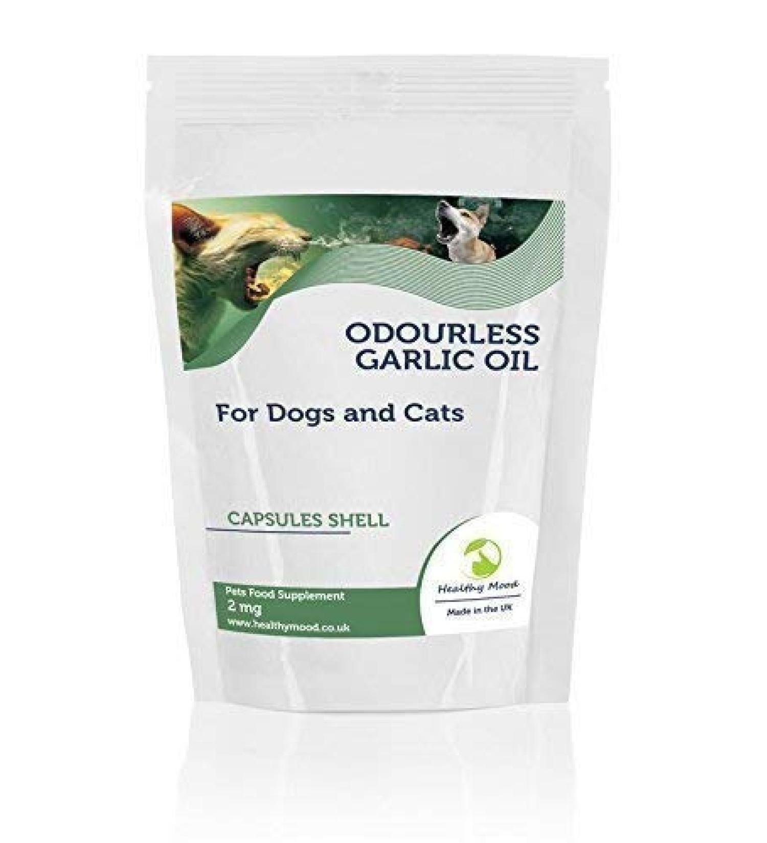 Odourless Garlic Oil 2mg for Dogs and Cats Pets Food Supplement 120 Capsules Reduced Levels of Anti-Social Garlic Breath Nutrition Supplements HEALTHY MOOD UK Quality Nutrients - Buy Online on GoSupps.com
