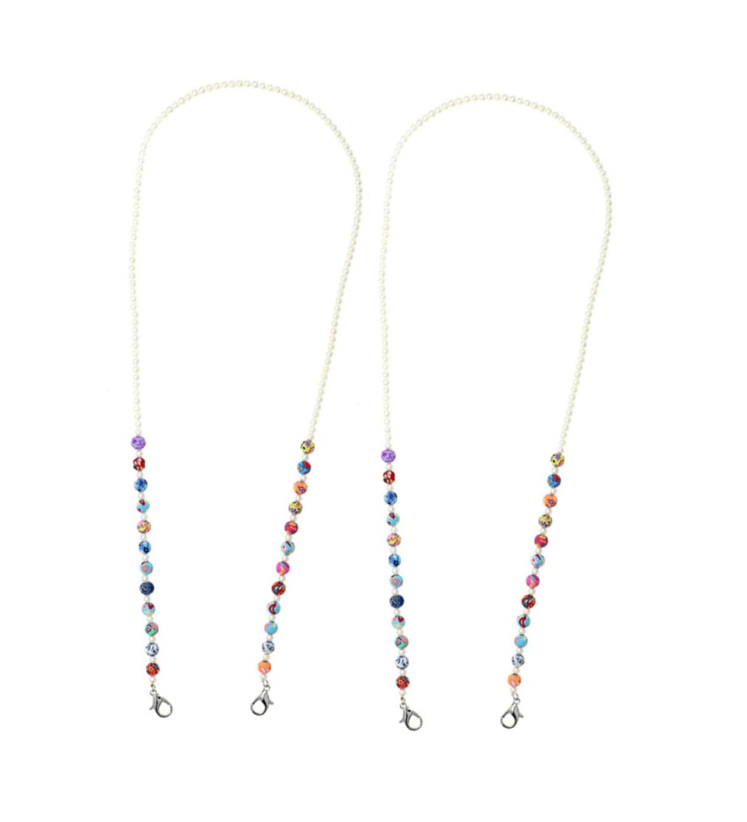 Frcolor 4-Piece Anti-Drop Chain Holder for Masks & Sunglasses - Kids & Adults | Pearl Strap & Rope for Glasses - Buy Online on GoSupps.com