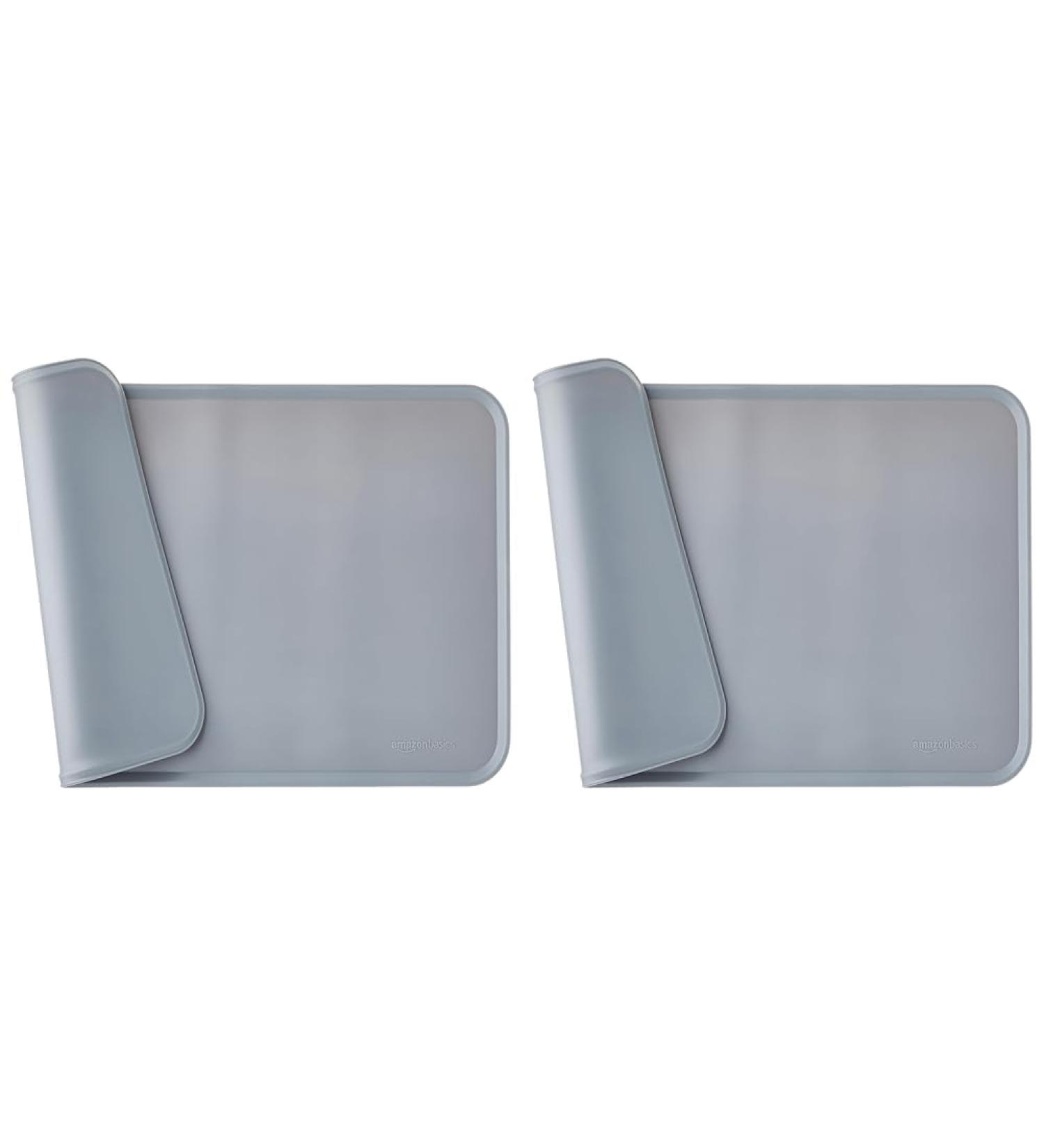 Amazon Basics Water-Repellent Silicone Bowl Pad for Pets - 47 x 29 cm Gray (Pack of 2) - Durable & Comfortable Bed Lining - Buy Online on GoSupps.com