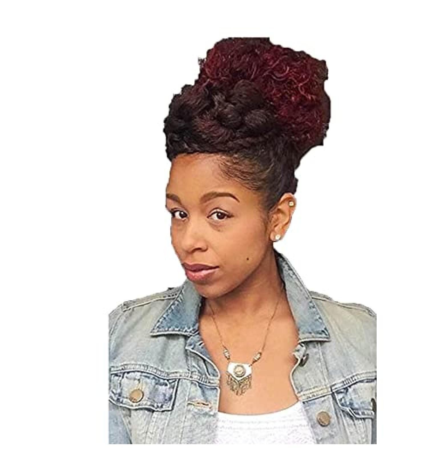 Inch Afro Hair Bun Ponytail Extensions - Natural Synthetic Bun Hairpiece for Black Women | Curly Clip-In Donut Style - Buy Online on GoSupps.com