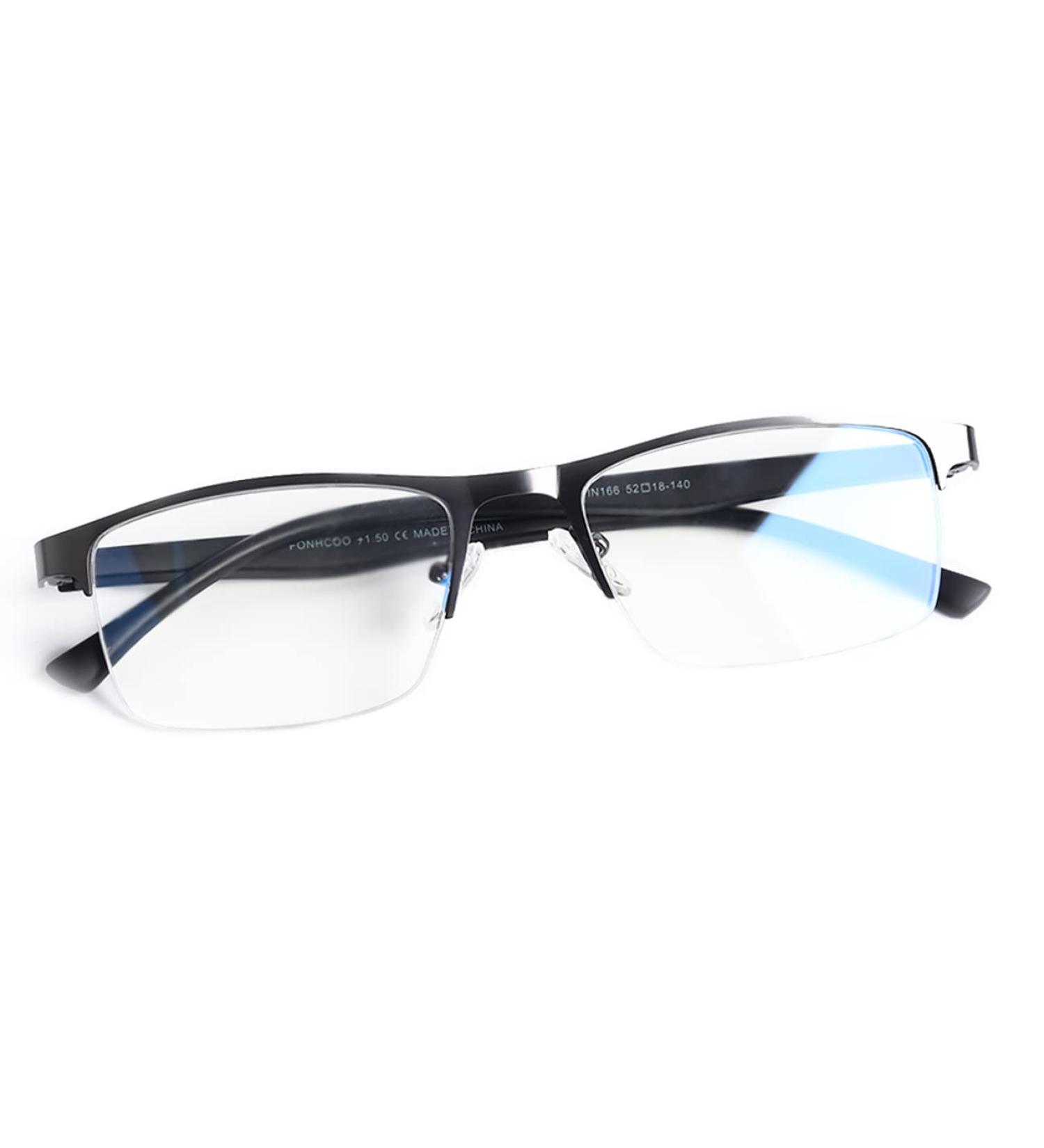 FONHCOO Half-Rim Reading Glasses for Men & Women - 2.5x Blue Light Filter Visual Aid for Seniors - Buy Online on GoSupps.com