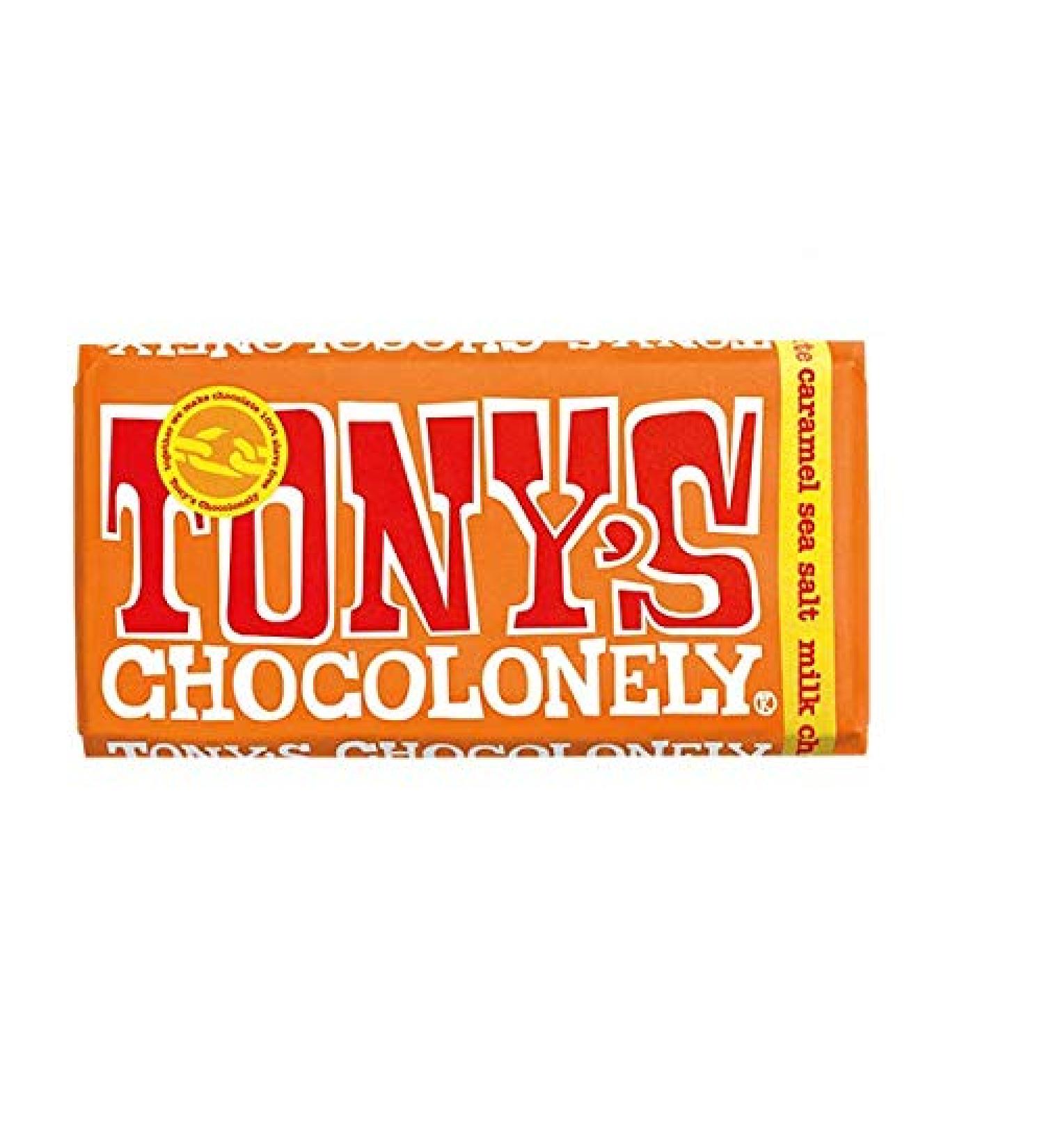 Tony's Chocolonely Milk Chocolate Bars Caramel & Sea Salt 180g Pack of 4