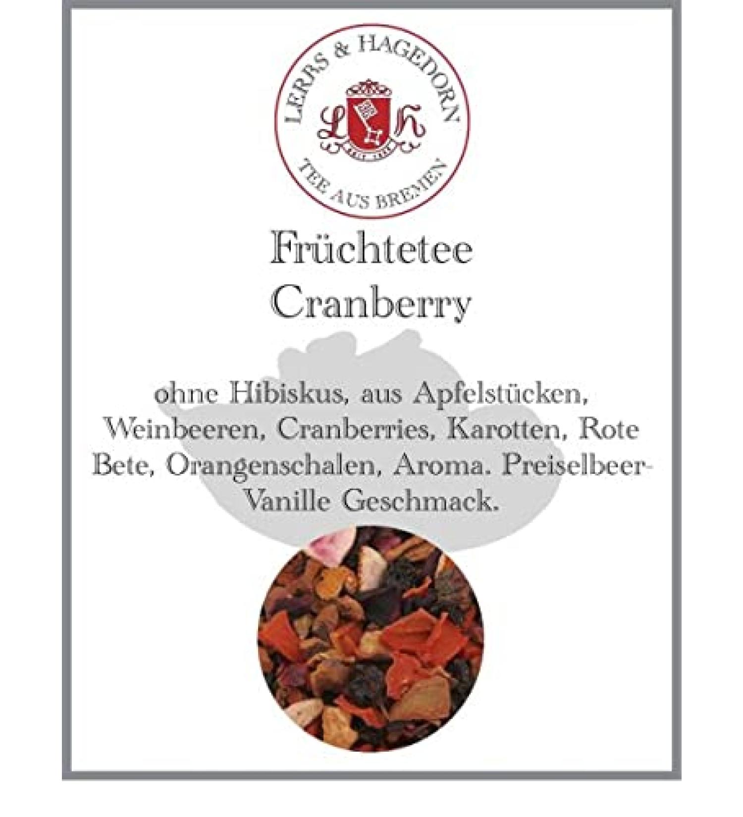  Lerbs & Hagedorn Cranberry fruit tea 250g - Buy Online on GoSupps.com