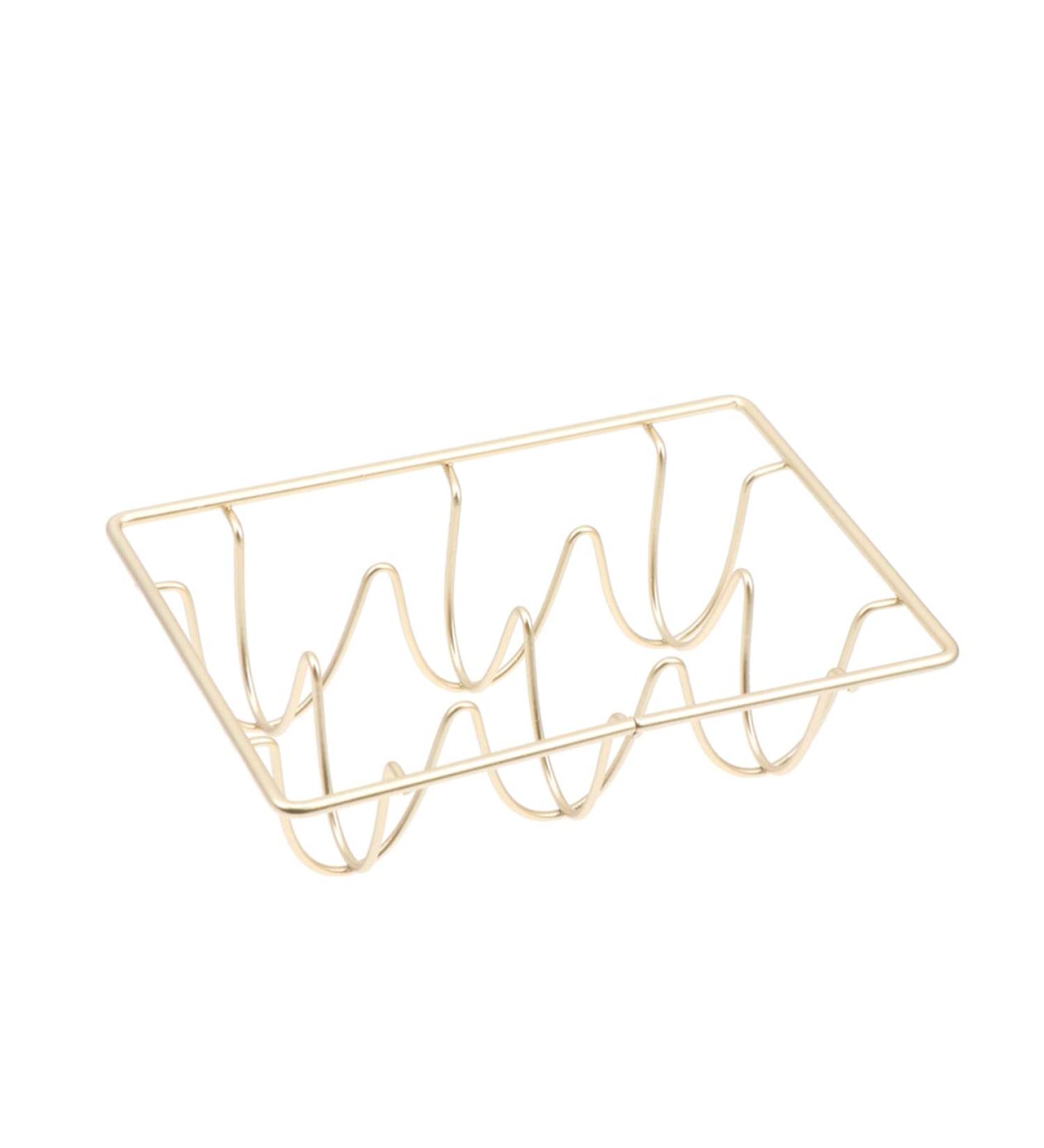 Mikikit Decorative Egg Holder Stackable Egg Holder for Refrigerator Egg Tray Wrought Iron Represent Golden 12*8CM - Buy Online on GoSupps.com