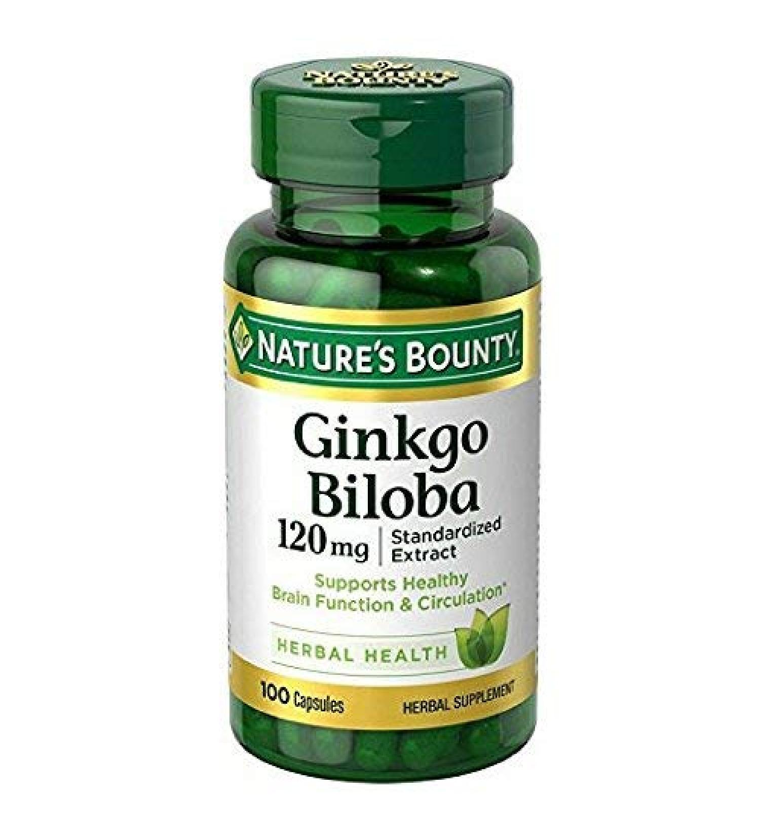 Nature's Bounty Ginkgo Biloba 120mg 100 Capsules (Pack of 2) 100 Count (Pack of 2)