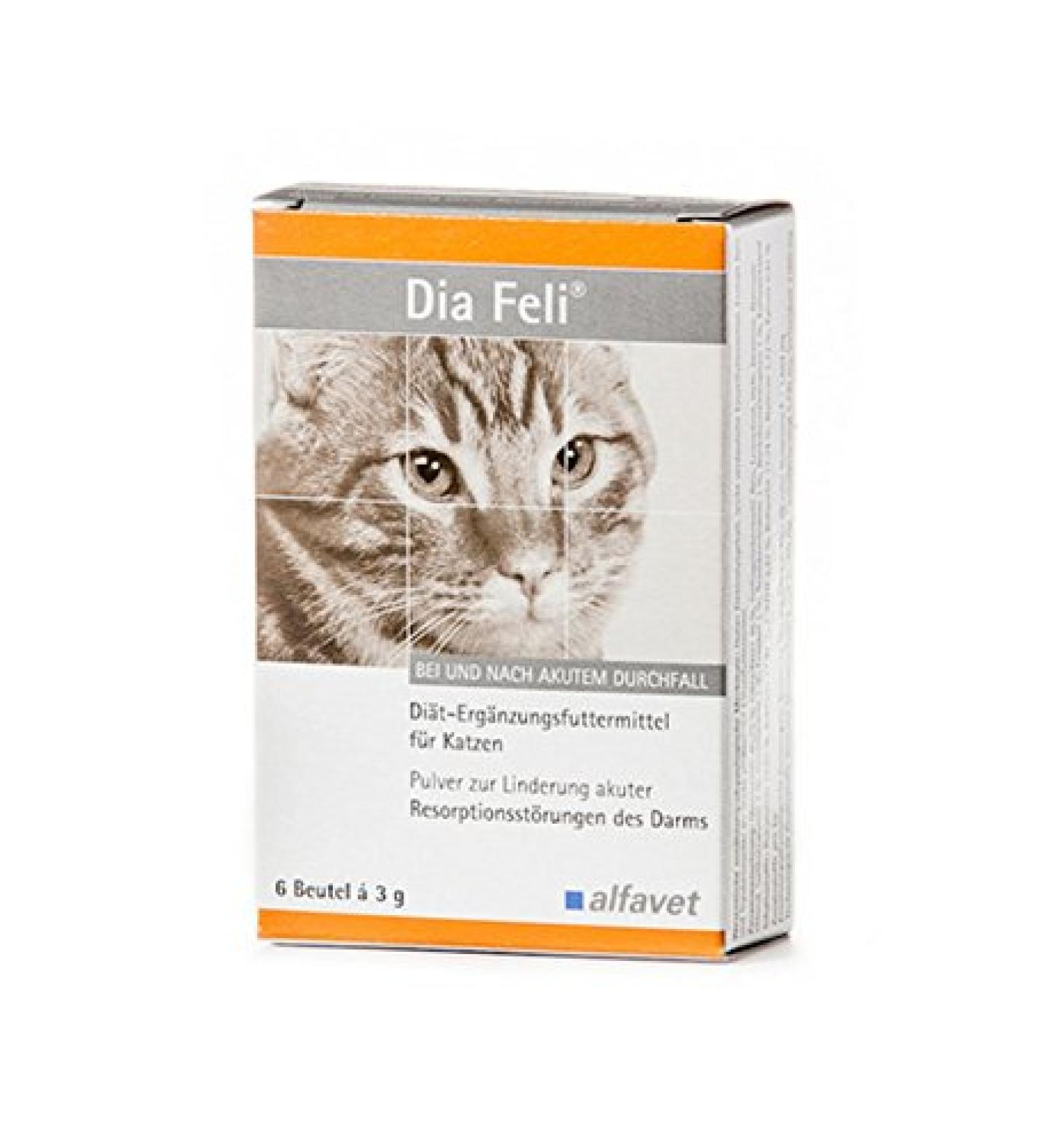 Alfavet Dia Feli dietary supplement for cats with digestive disorders and diarrhoea 6 powder sachets of 3 g each