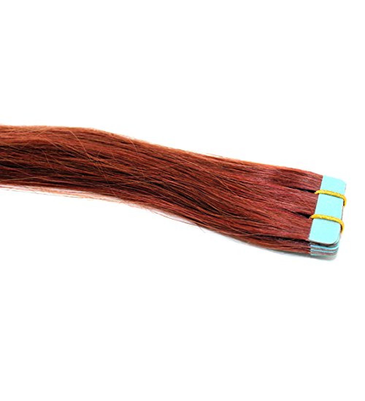 Tape In/On 100% Human Hair Remy Hair Extensions Hair Extension 2.5g / Weft (50cm - 10 Wefts - #14 Red)