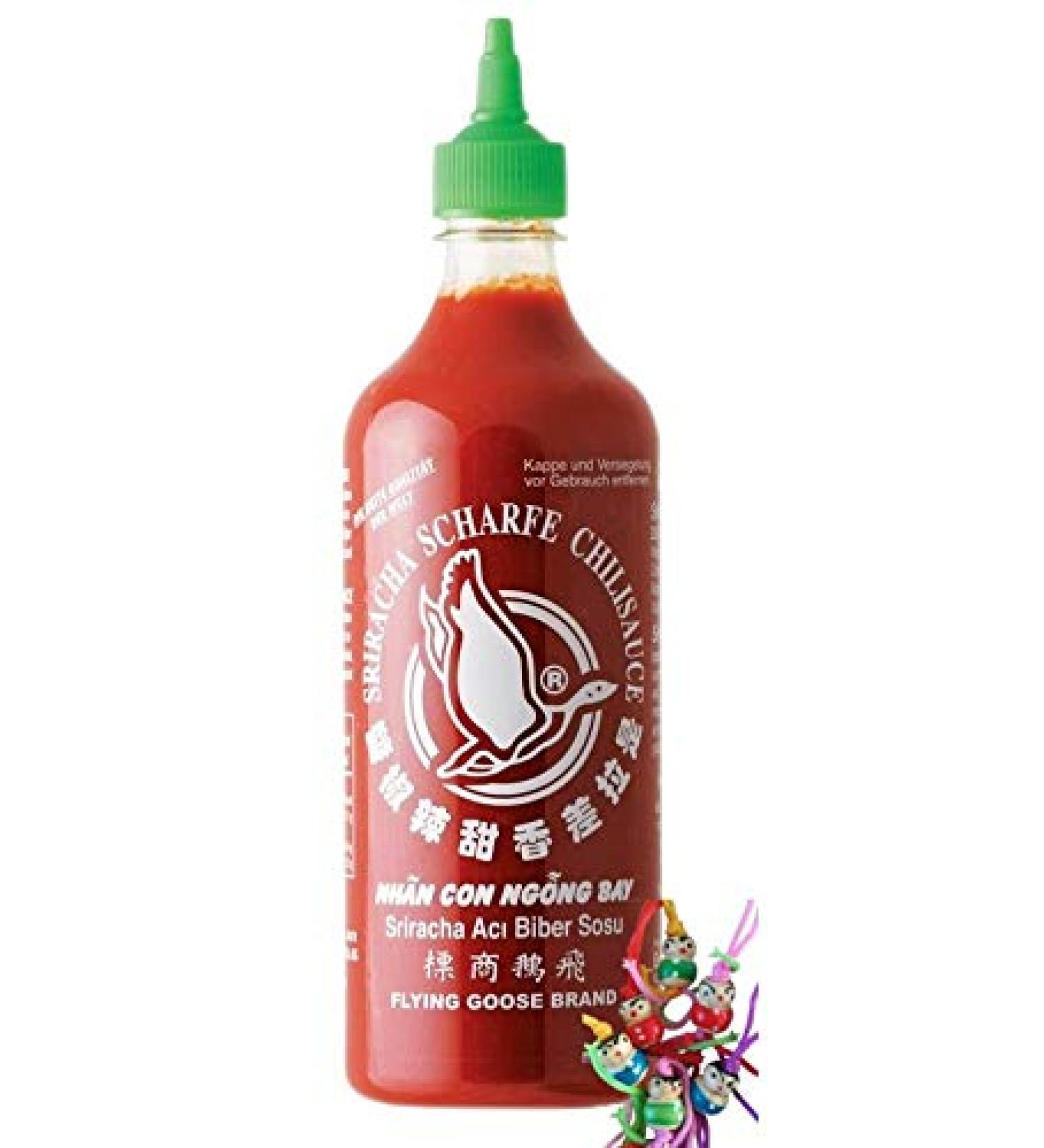 yoaxia Marke Yoaxia Branded Kit 730 ml FLYING GOOSE Sriracha Sharp Chili Sauce Hot Chilli + Small Lucky Bag - Wooden Doll
