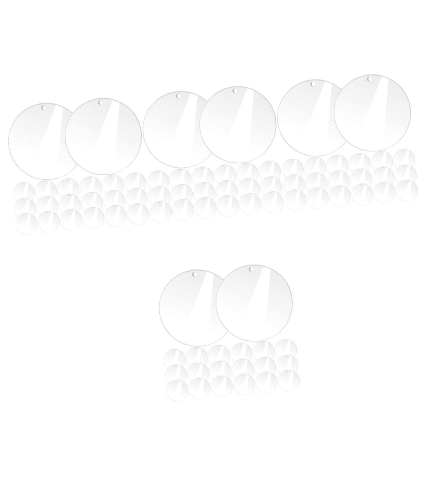TEHAUX 80 Pcs Acrylic Round Sheet Cake Pan Clear Ornaments Circle Acrylic Blanks Multifunction Pallet - Buy Online on GoSupps.com