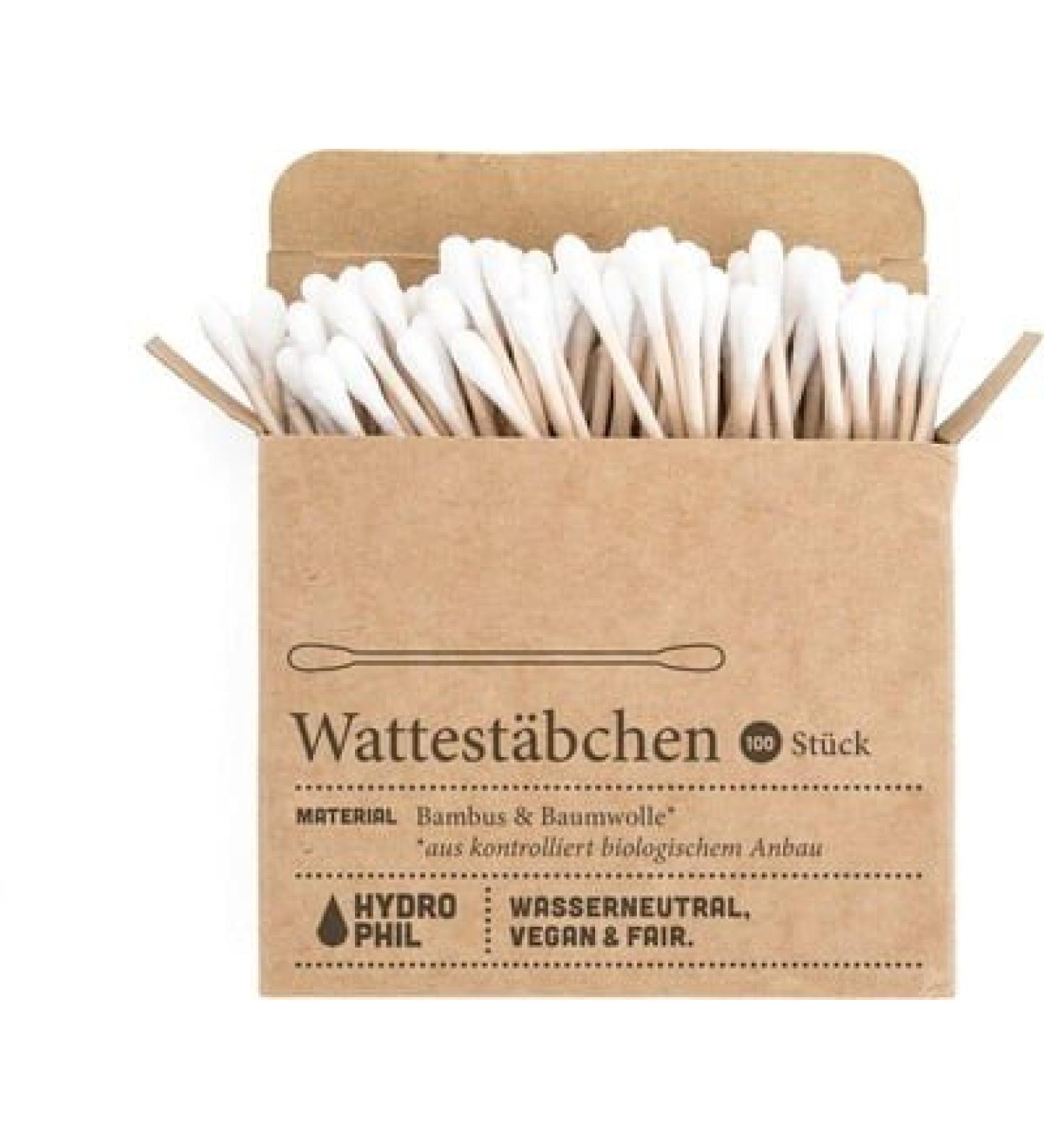 Hydrophil - Bamboo cotton swab - clean your ears - Ecofriendly - 100% vegan - biodegradable - Fairtrade - Cruelty - 100 pieces