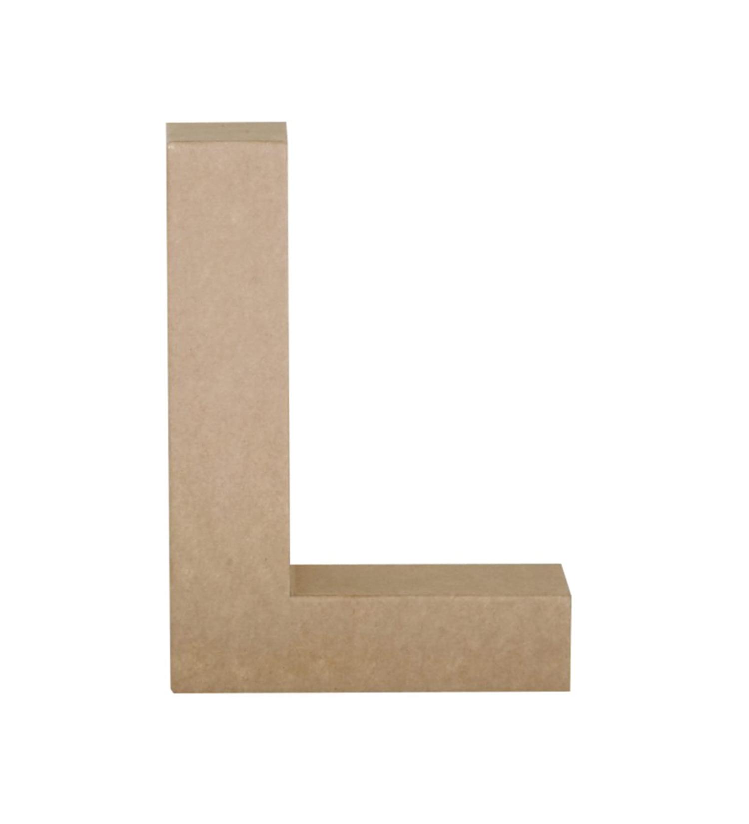 Papier Mache Letter L  4  Brown